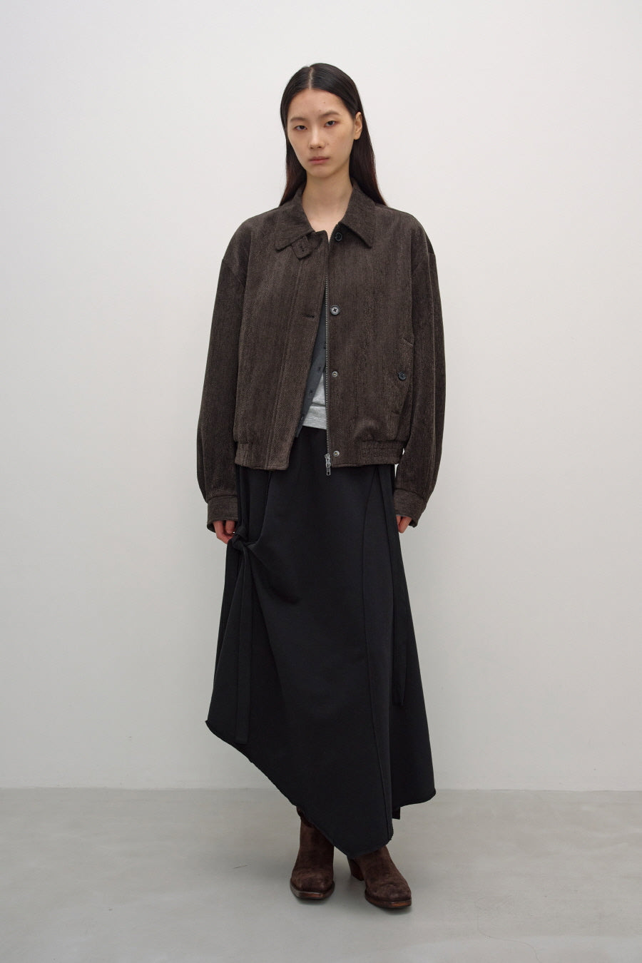 Insilence - Herringbone Velvet Blouson (Brown) product image 3 | TRAB K-Fashion Australia