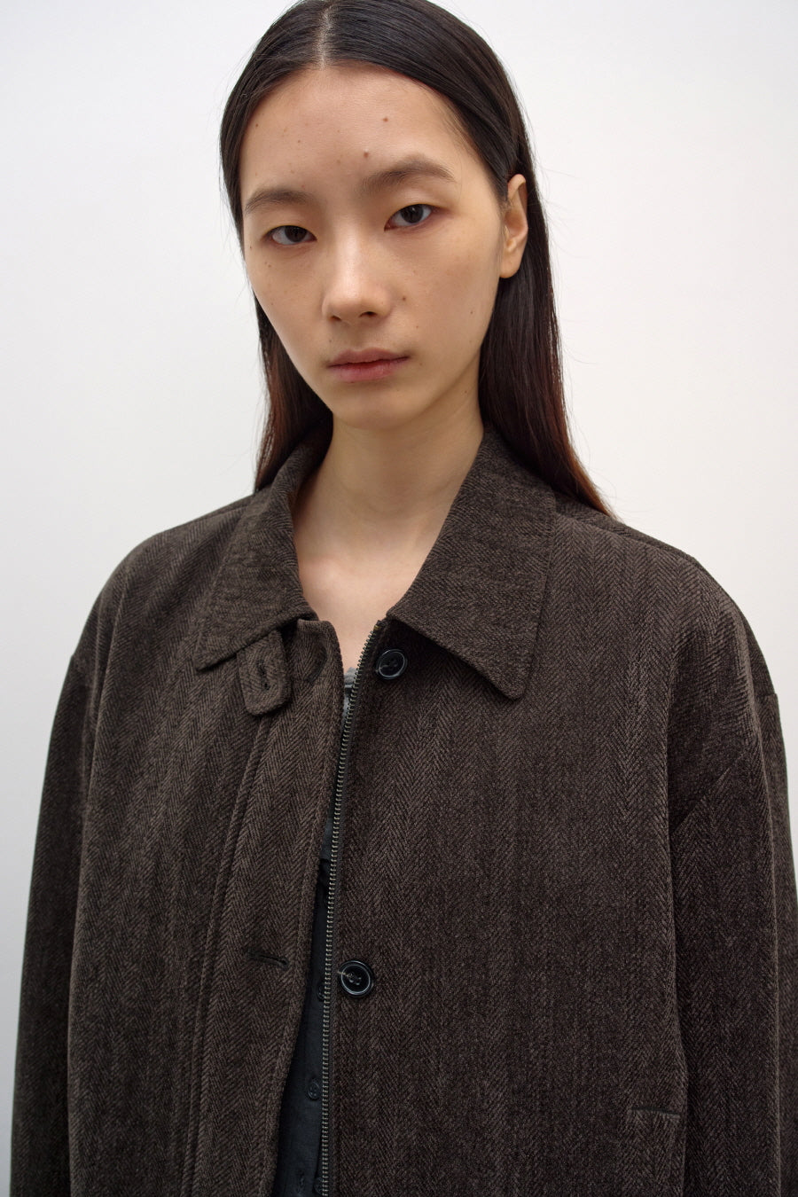 Insilence - Herringbone Velvet Blouson (Brown) product image 2 | TRAB K-Fashion Australia