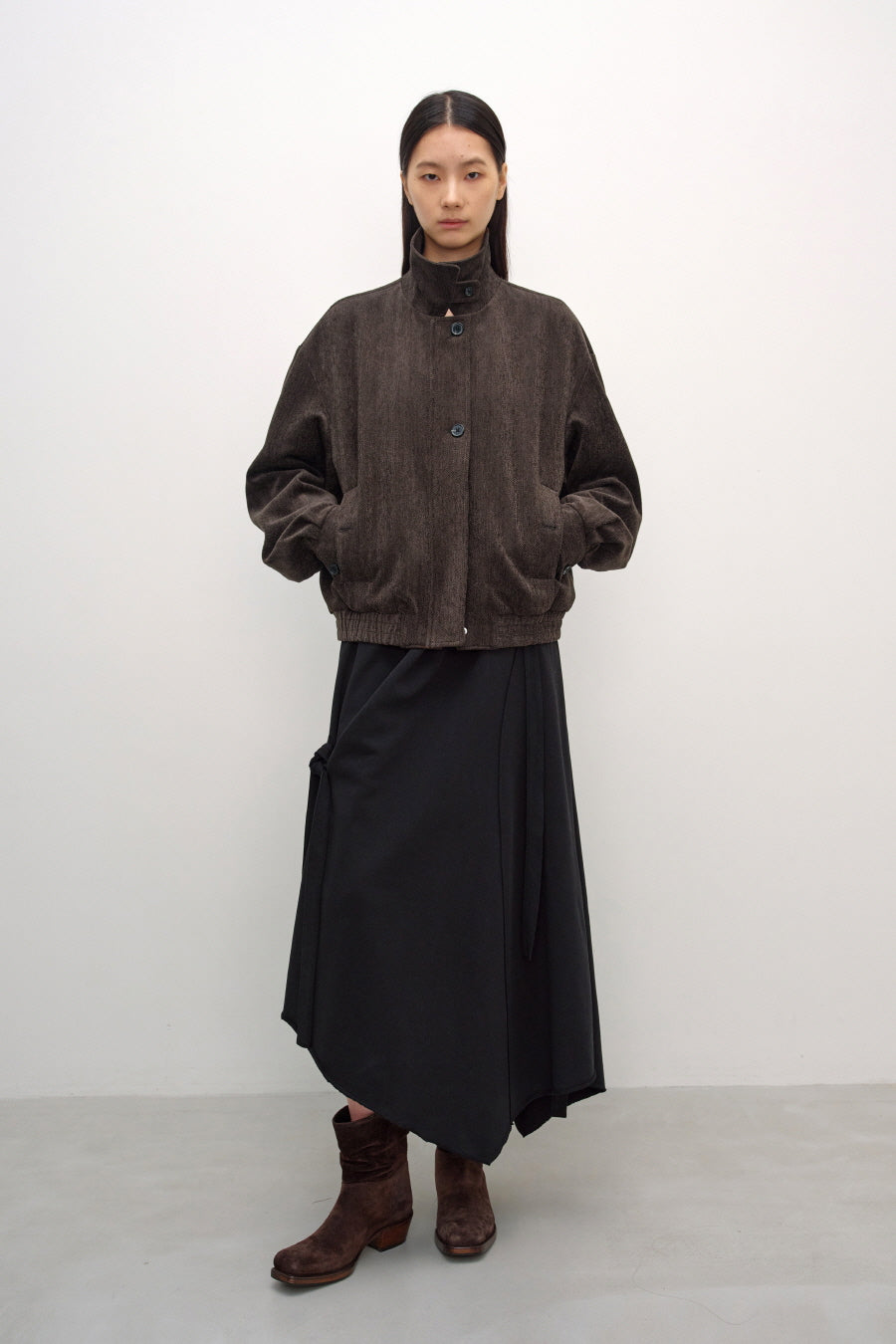Insilence - Herringbone Velvet Blouson (Brown) product image 4 | TRAB K-Fashion Australia