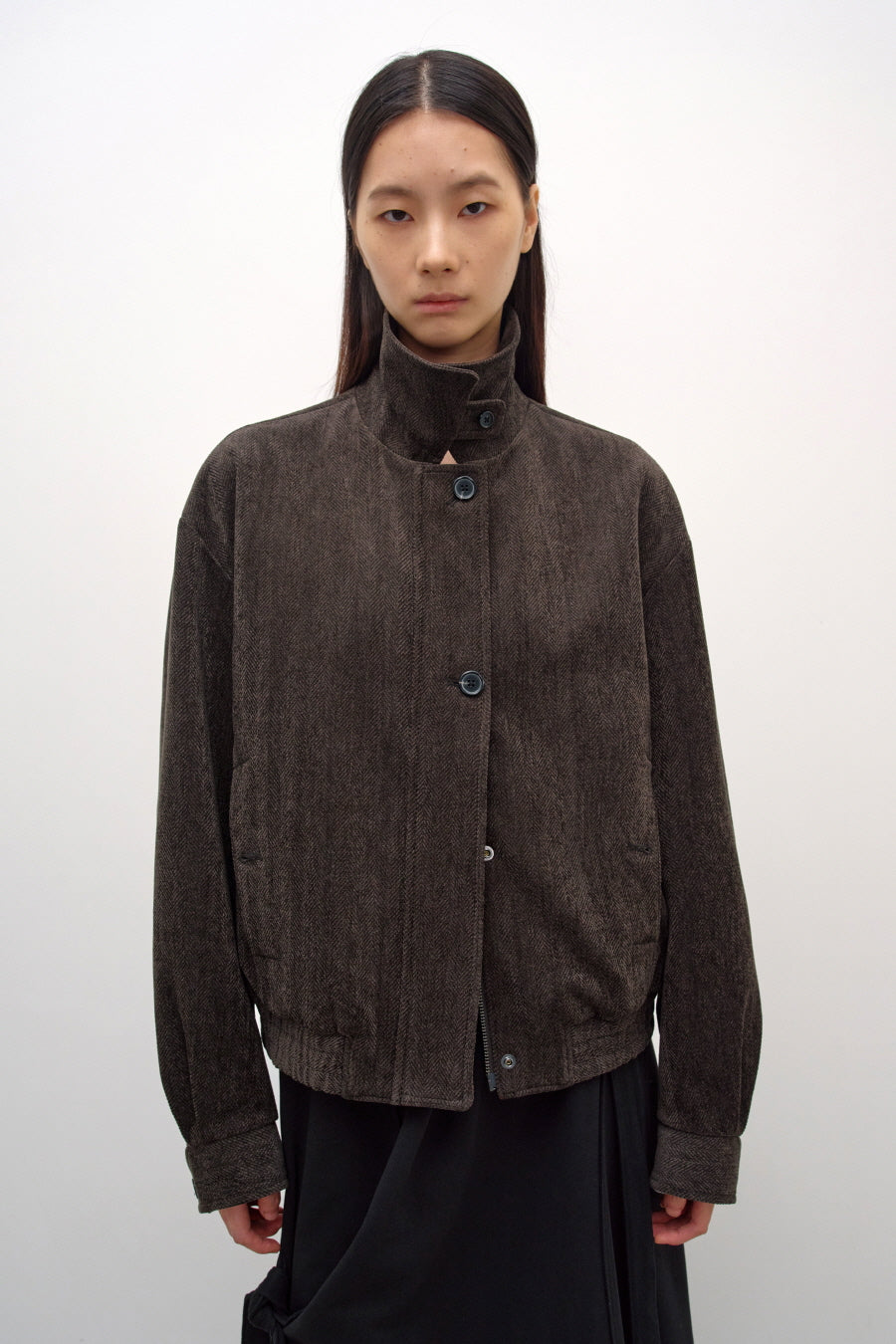 Insilence - Herringbone Velvet Blouson (Brown) product image 5 | TRAB K-Fashion Australia