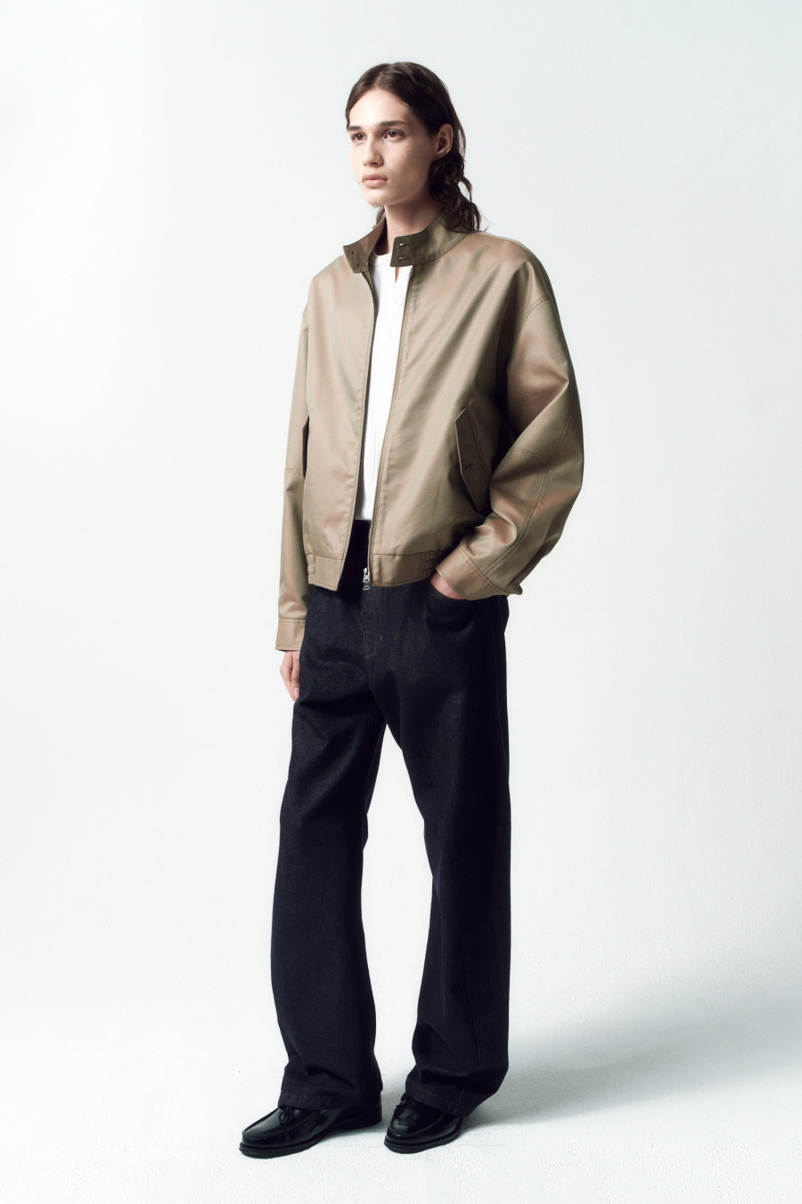 Insilence - Chambray Harrington Jacket (Mocha Brown) product image 2 | TRAB K-Fashion Australia