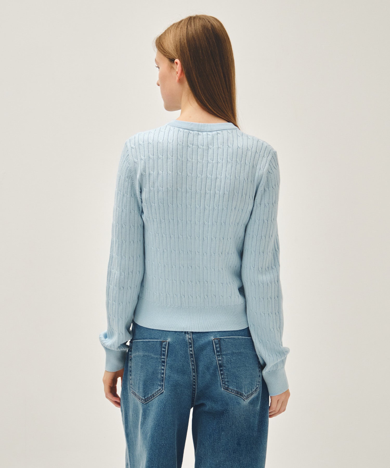 Marithe & Francois Girbaud - Cable Knit Cardigan (Sky Blue) product image 3 | TRAB K-Fashion Australia