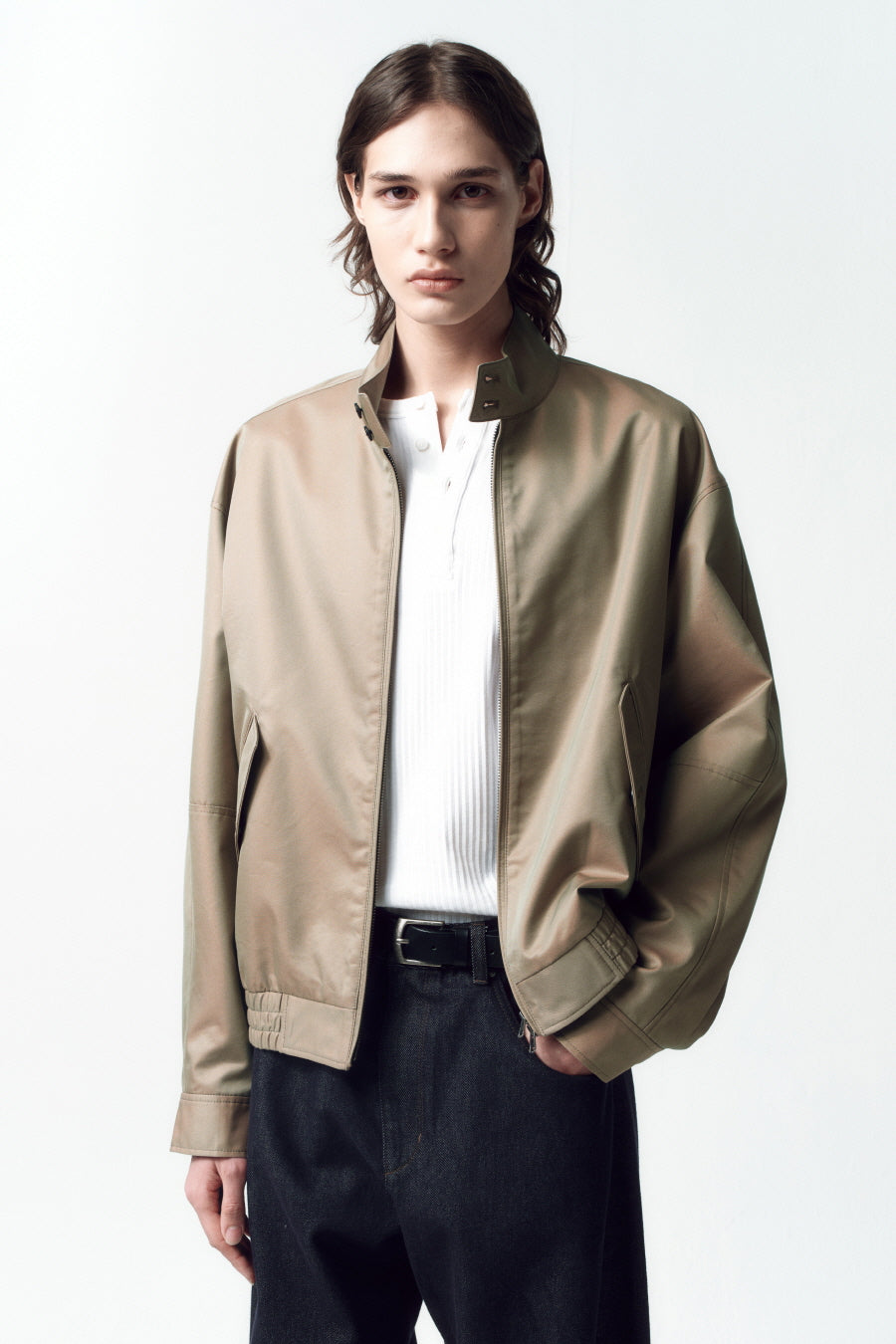 Insilence - Chambray Harrington Jacket (Mocha Brown) product image 1 | TRAB K-Fashion Australia