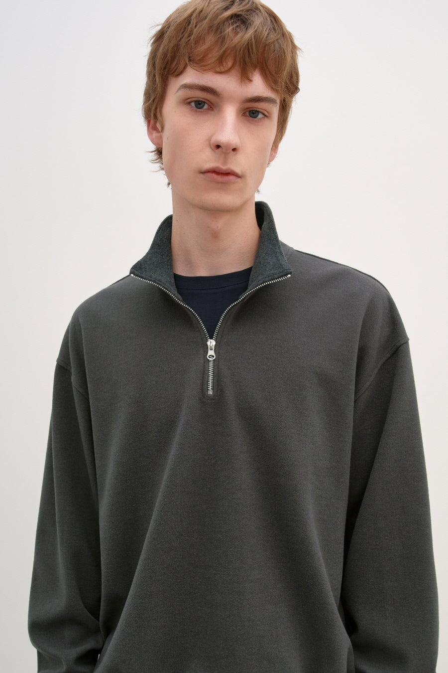 Insilence - Fleece Quarter Zip-Up (Charcoal) product image 1 | TRAB K-Fashion Australia