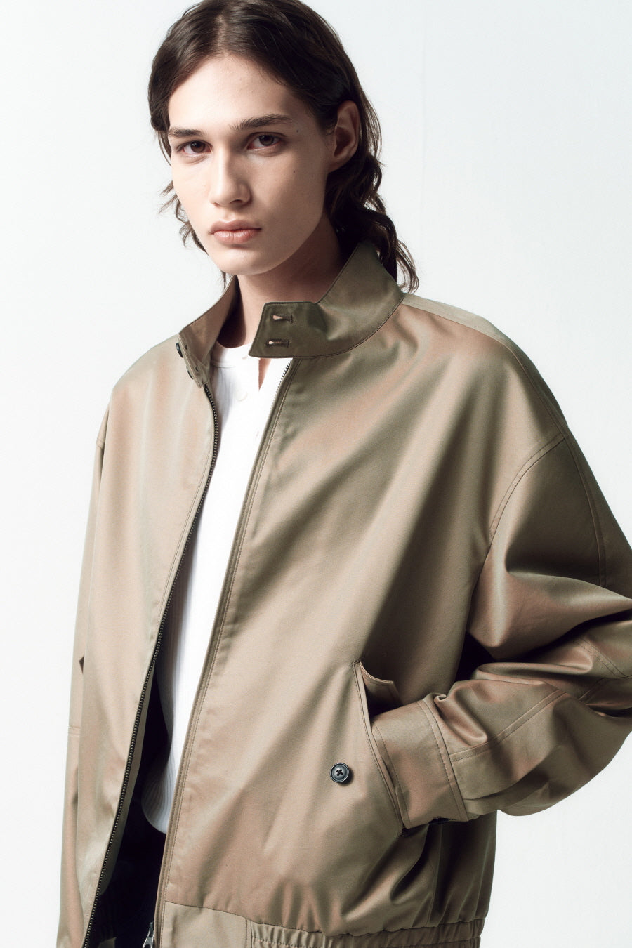 Insilence - Chambray Harrington Jacket (Mocha Brown) product image 3 | TRAB K-Fashion Australia