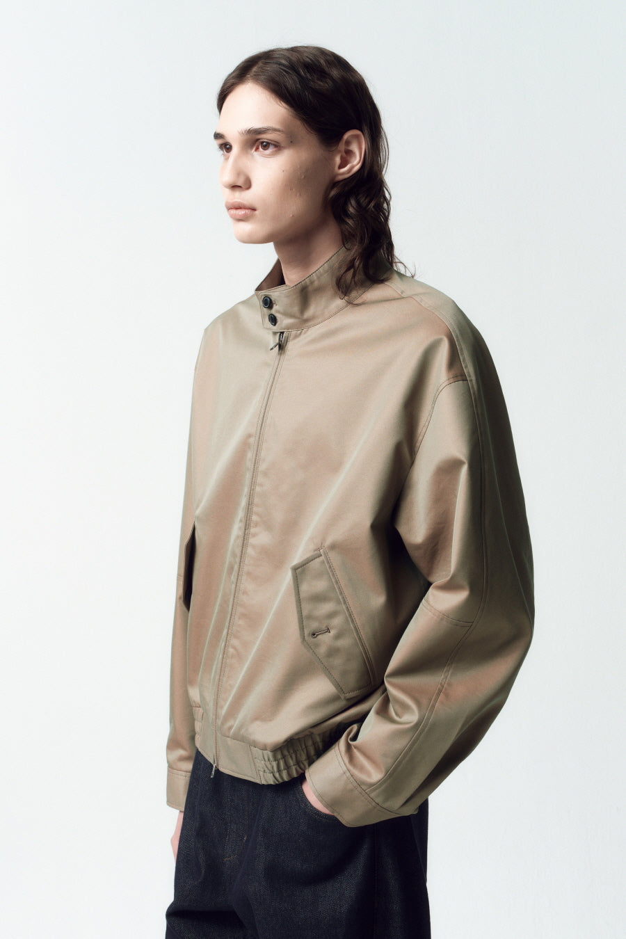Insilence - Chambray Harrington Jacket (Mocha Brown) product image 6 | TRAB K-Fashion Australia