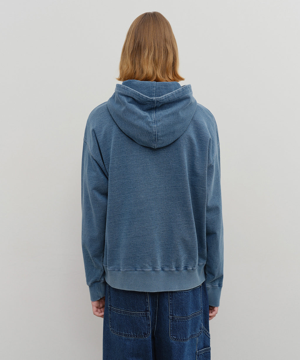 Marithe & Francois Girbaud - Crest Logo Garment Dyed Oversized Hoodie (Blue) product image 3 | TRAB K-Fashion Australia
