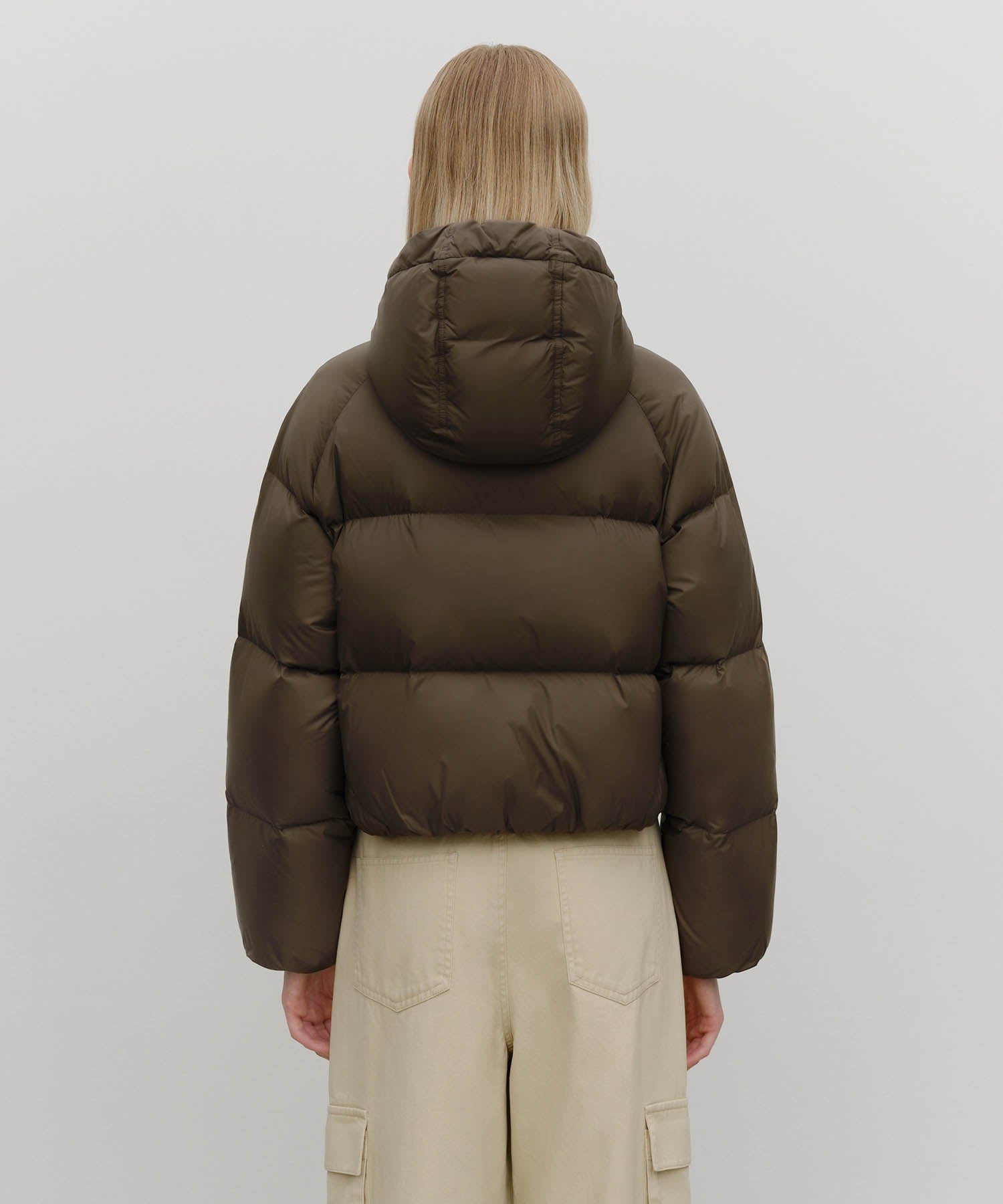 Marithe & Francois Girbaud - Regular Logo Hooded Crop Down Jacket (Brown) product image 3 | TRAB K-Fashion Australia