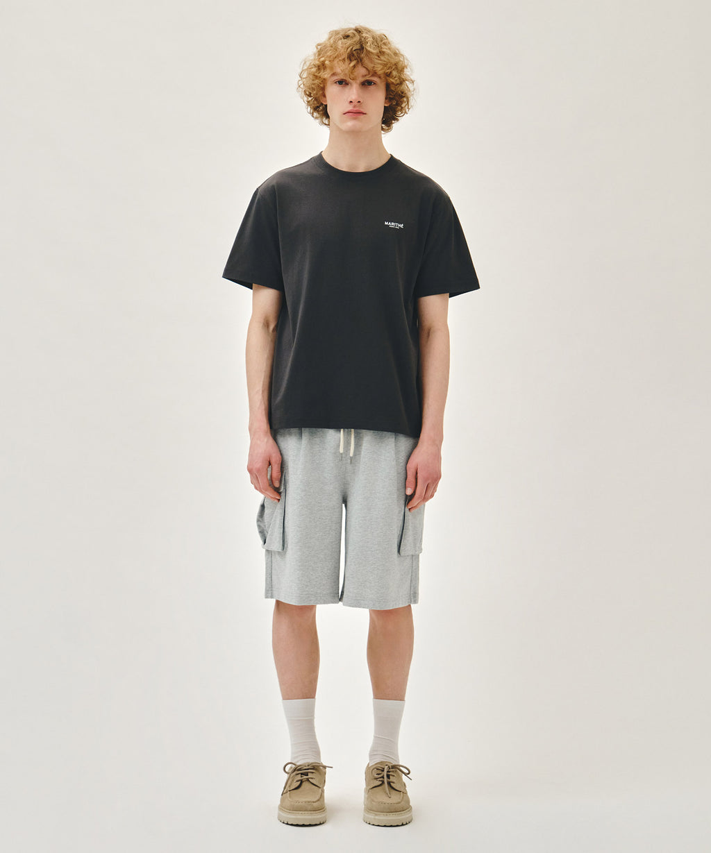 Marithe & Francois Girbaud - Classic Logo Cargo Sweat Shorts (Heather Gray) product image 3 | TRAB K-Fashion Australia