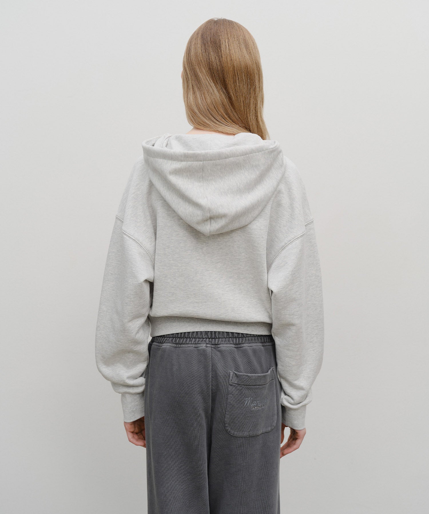 Marithe & Francois Girbaud - Small Classic Logo Crop Hoodie (Light Heather Gray) product image 5 | TRAB K-Fashion Australia