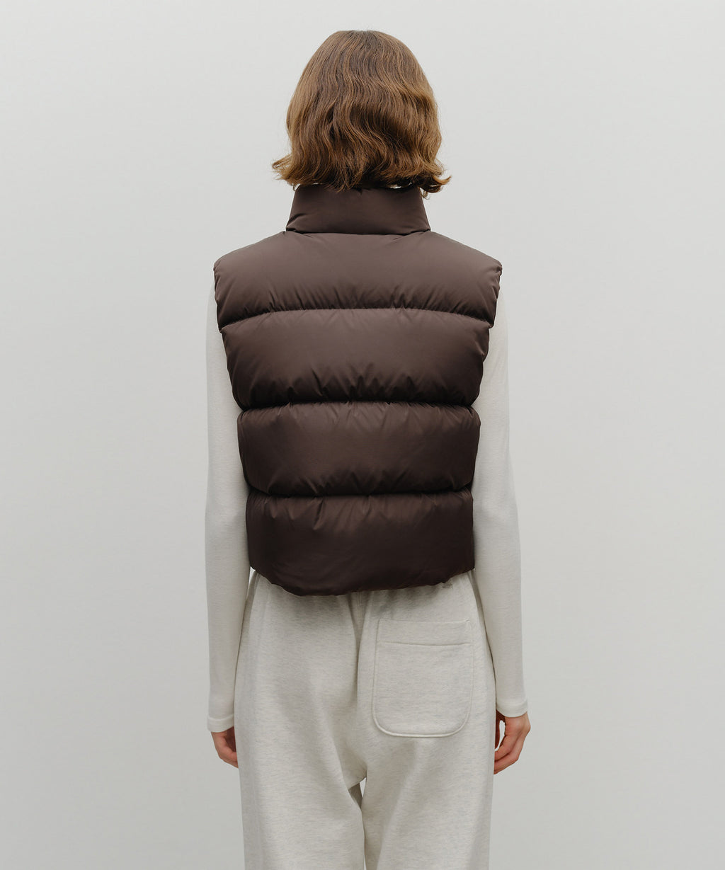 Marithe & Francois Girbaud - Classic Logo Crop Down Vest (Dark Brown) product image 3 | TRAB K-Fashion Australia