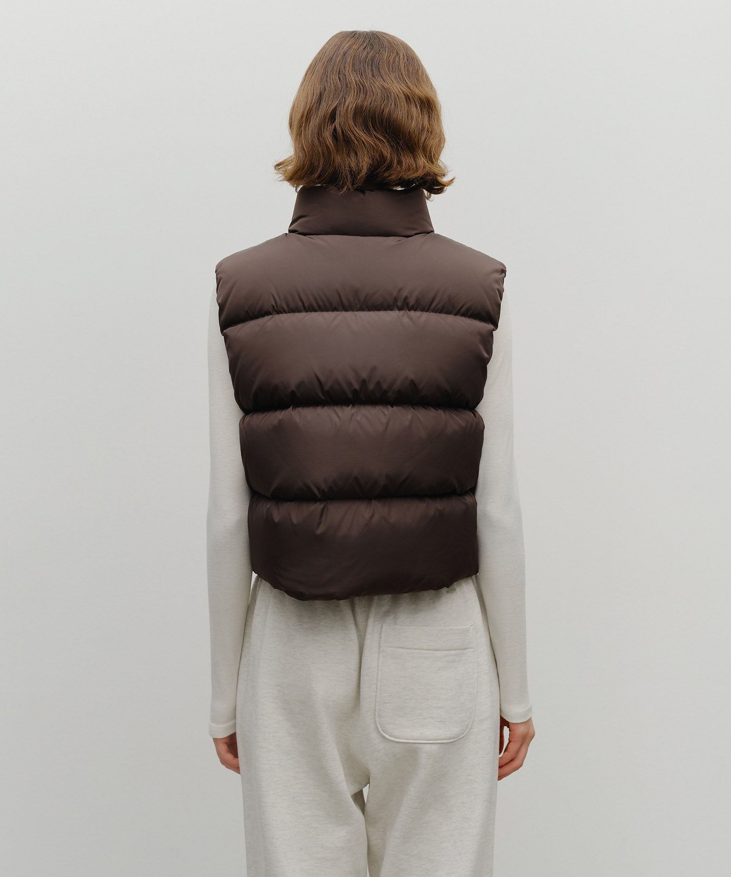 Marithe & Francois Girbaud - Classic Logo Crop Down Vest (Dark Brown) product image 3 | TRAB K-Fashion Australia