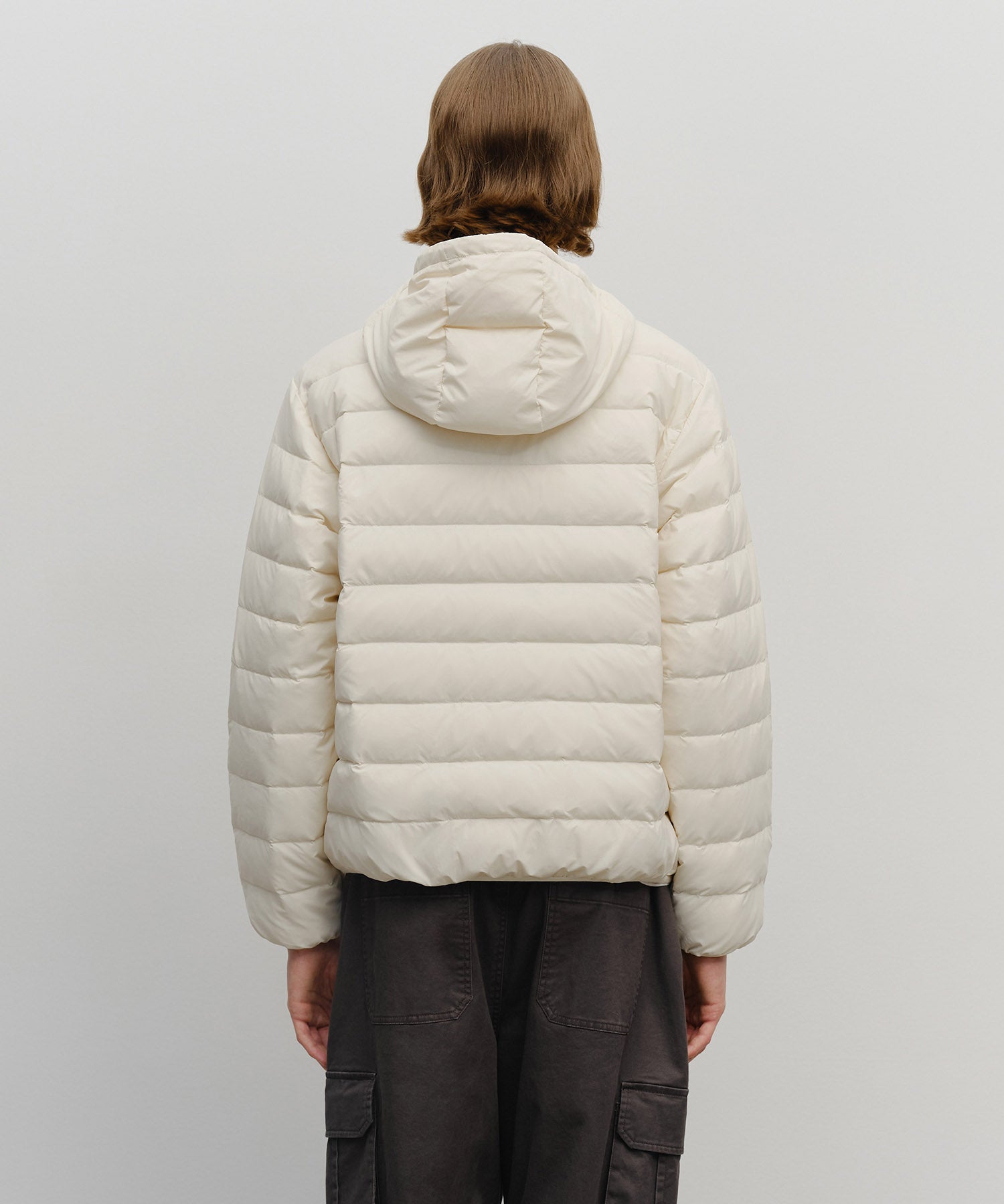 Marithe & Francois Girbaud - Classic Logo Hooded Light Down Jacket (Ivory) product image 3 | TRAB K-Fashion Australia