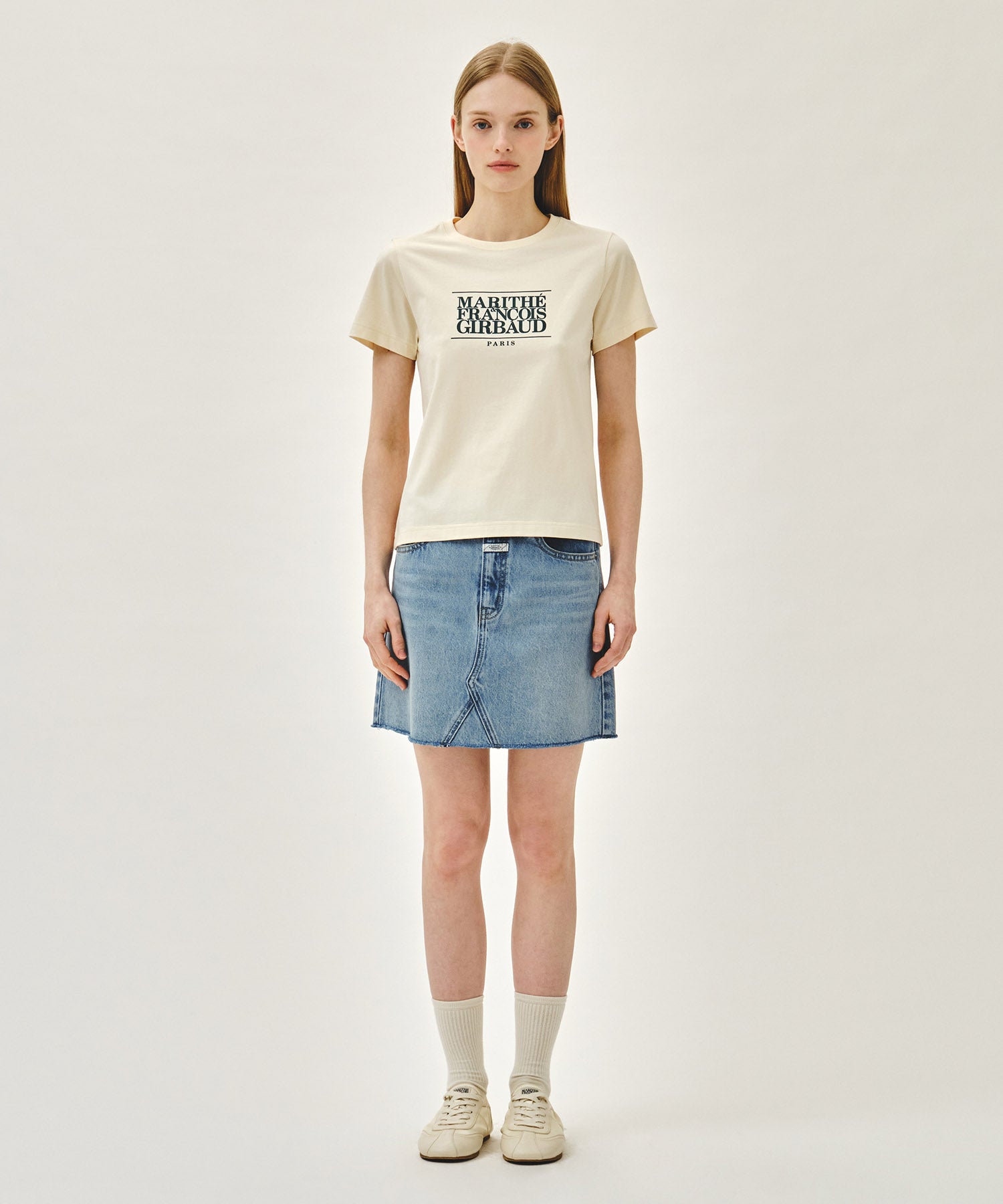 Marithe & Francois Girbaud - Raw Edge Denim Mini Skirt (Light Blue) product image 3 | TRAB K-Fashion Australia