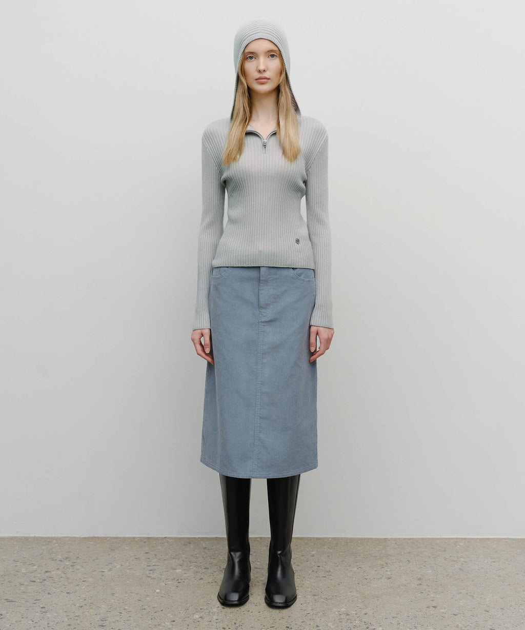 Marithe & Francois Girbaud - Classic Corduroy Midi Skirt (Sky Blue) product image 3 | TRAB K-Fashion Australia