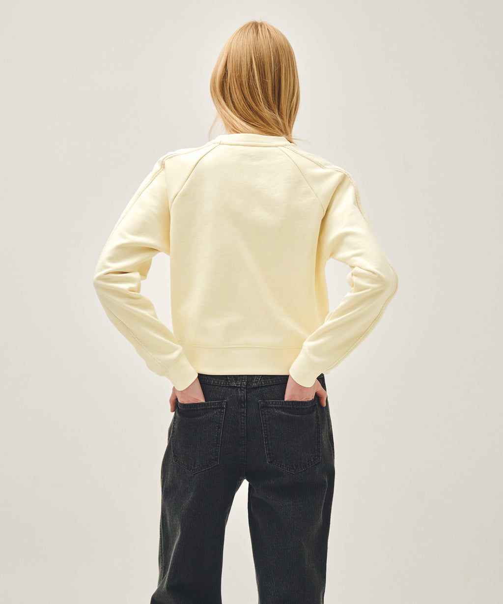 Marithe & Francois Girbaud - Lace Detail Crop Sweatshirt (Ivory) product image 3 | TRAB K-Fashion Australia