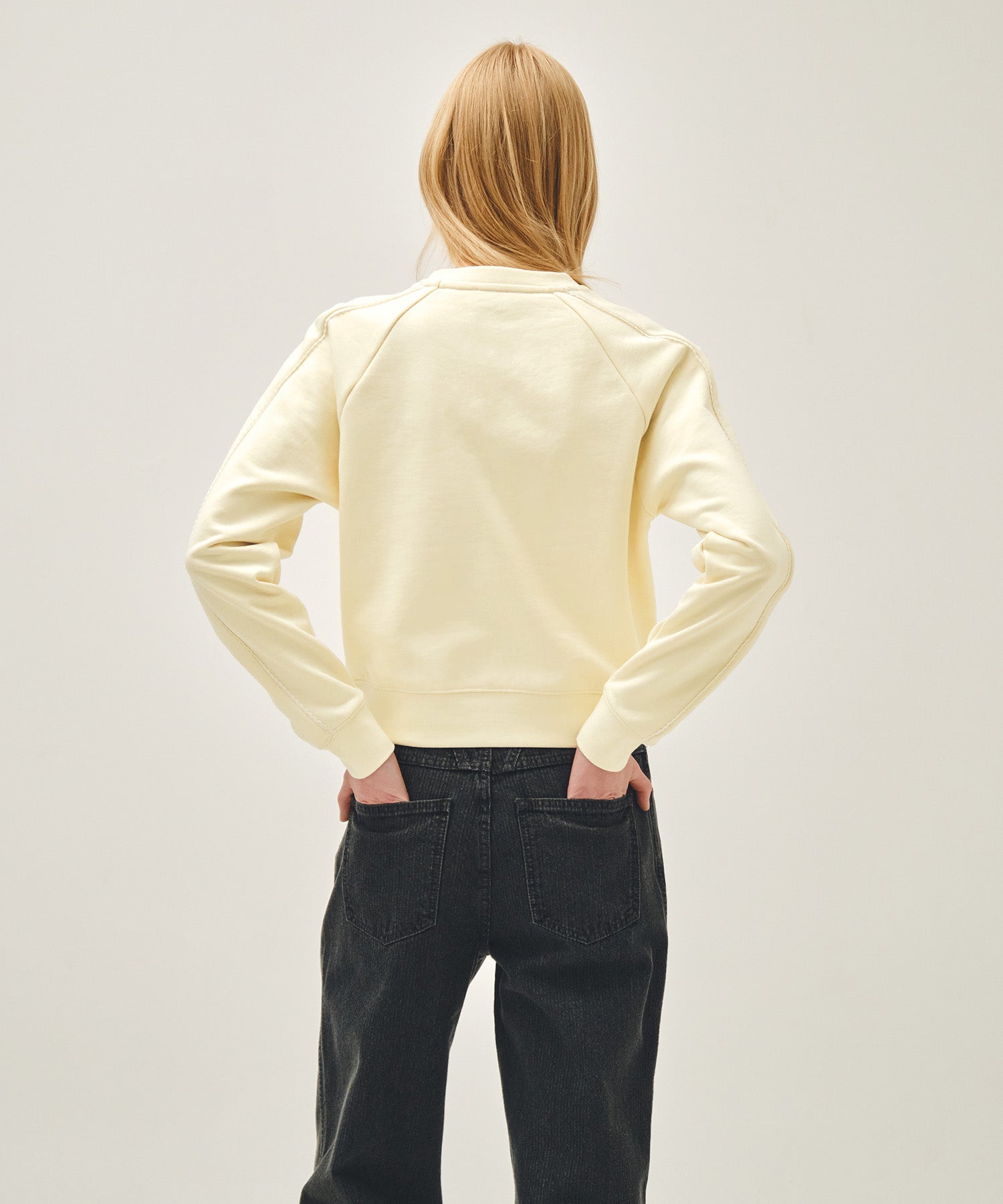 Marithe & Francois Girbaud - Lace Detail Crop Sweatshirt (Ivory) product image 3 | TRAB K-Fashion Australia