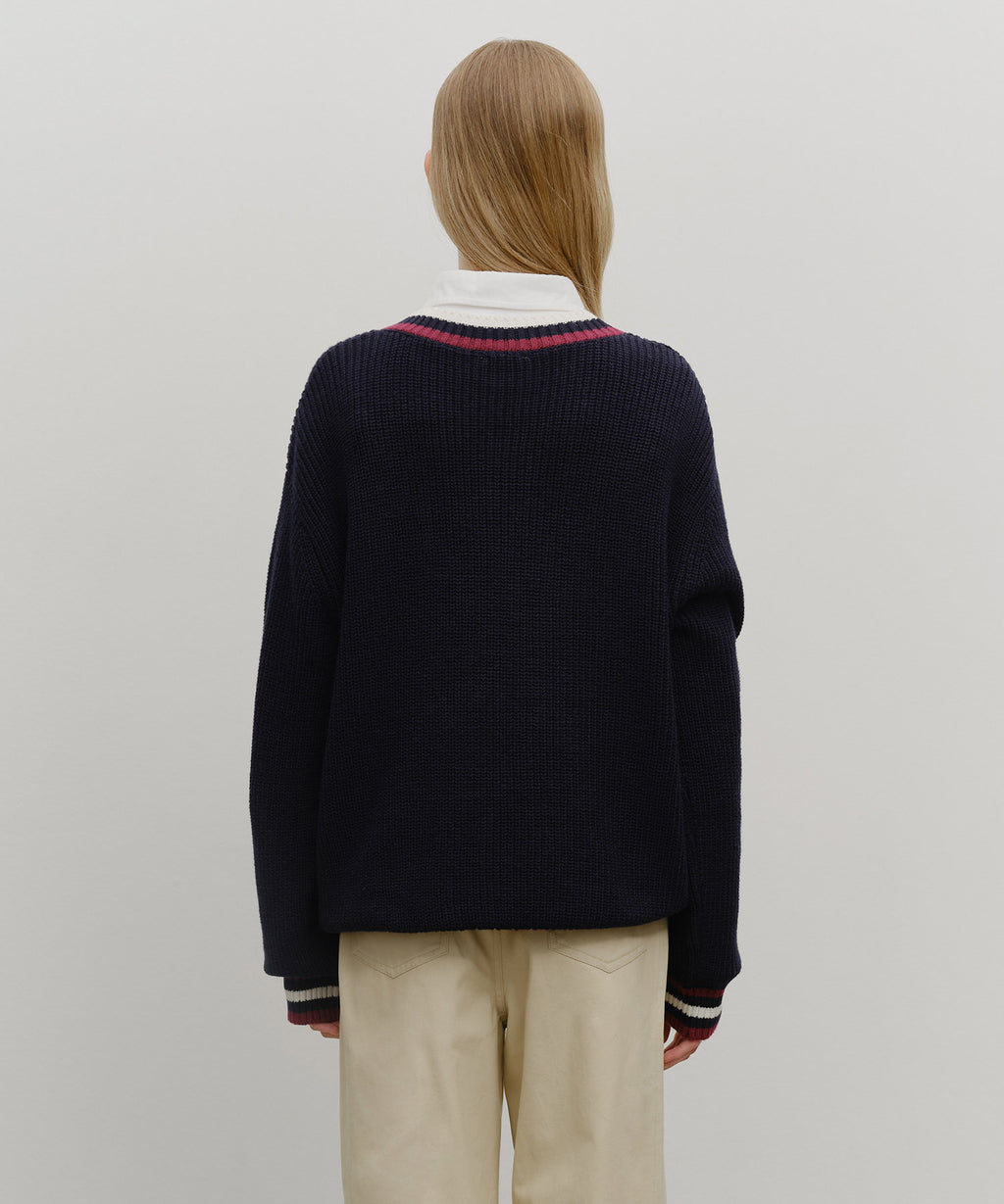 Marithe & Francois Girbaud - V Neck Knit Pullover (Navy) product image 3 | TRAB K-Fashion Australia