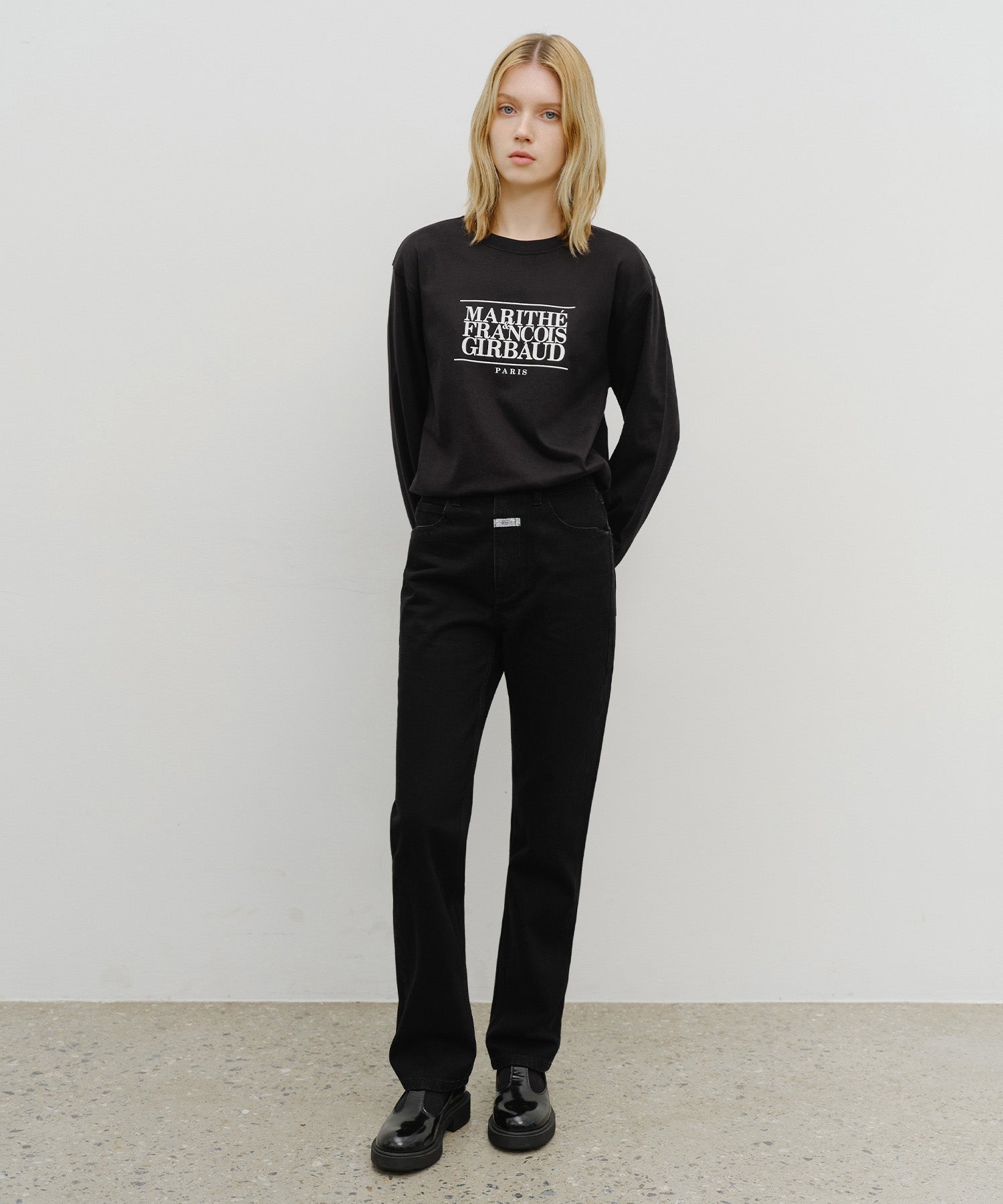 Marithe & Francois Girbaud - Slim Straight Denim Pants (Matt Black) product image 3 | TRAB K-Fashion Australia