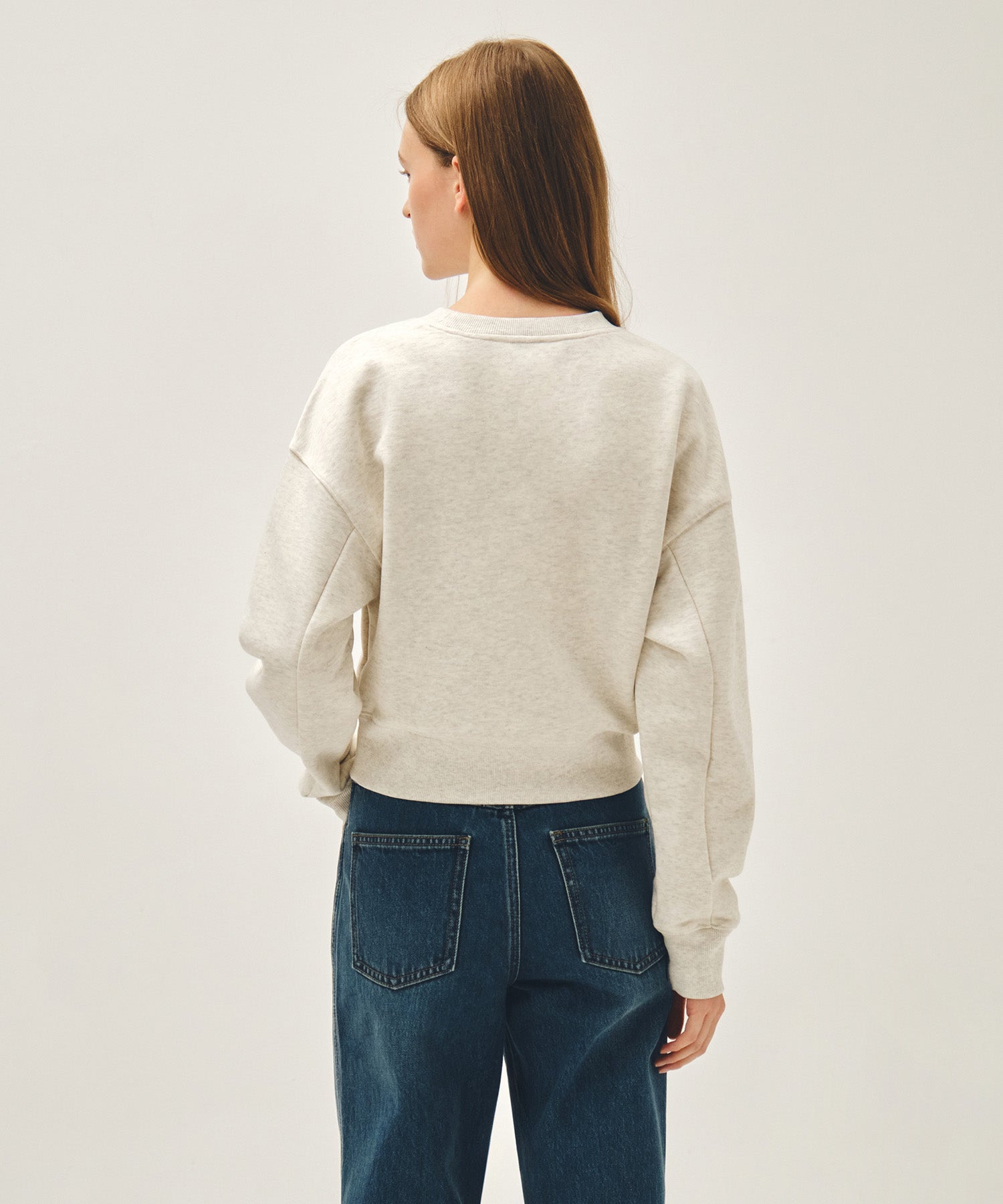 Marithe & Francois Girbaud - Flower Classic Logo Crop Sweatshirt (Oatmeal) product image 3 | TRAB K-Fashion Australia