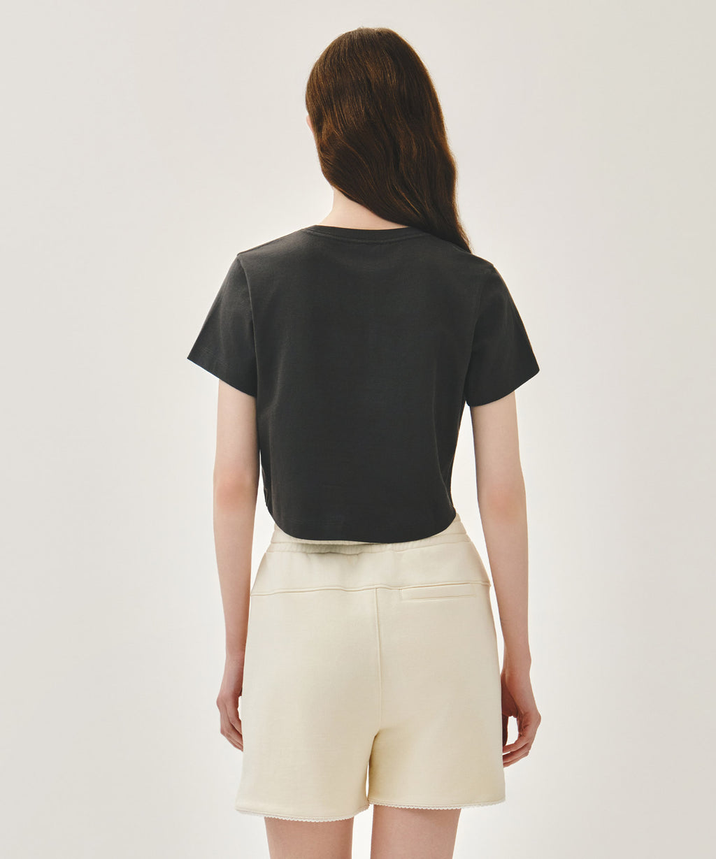 Marithe & Francois Girbaud - Silver Lettering Crop Tee (Charcoal) product image 3 | TRAB K-Fashion Australia