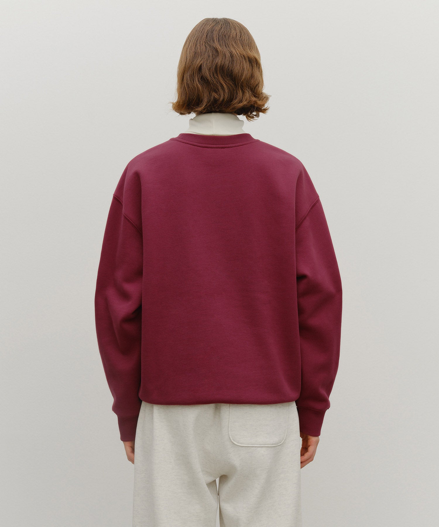 Marithe & Francois Girbaud - Applique Logo Oversized Sweatshirt (brushed) (Burgundy) product image 3 | TRAB K-Fashion Australia