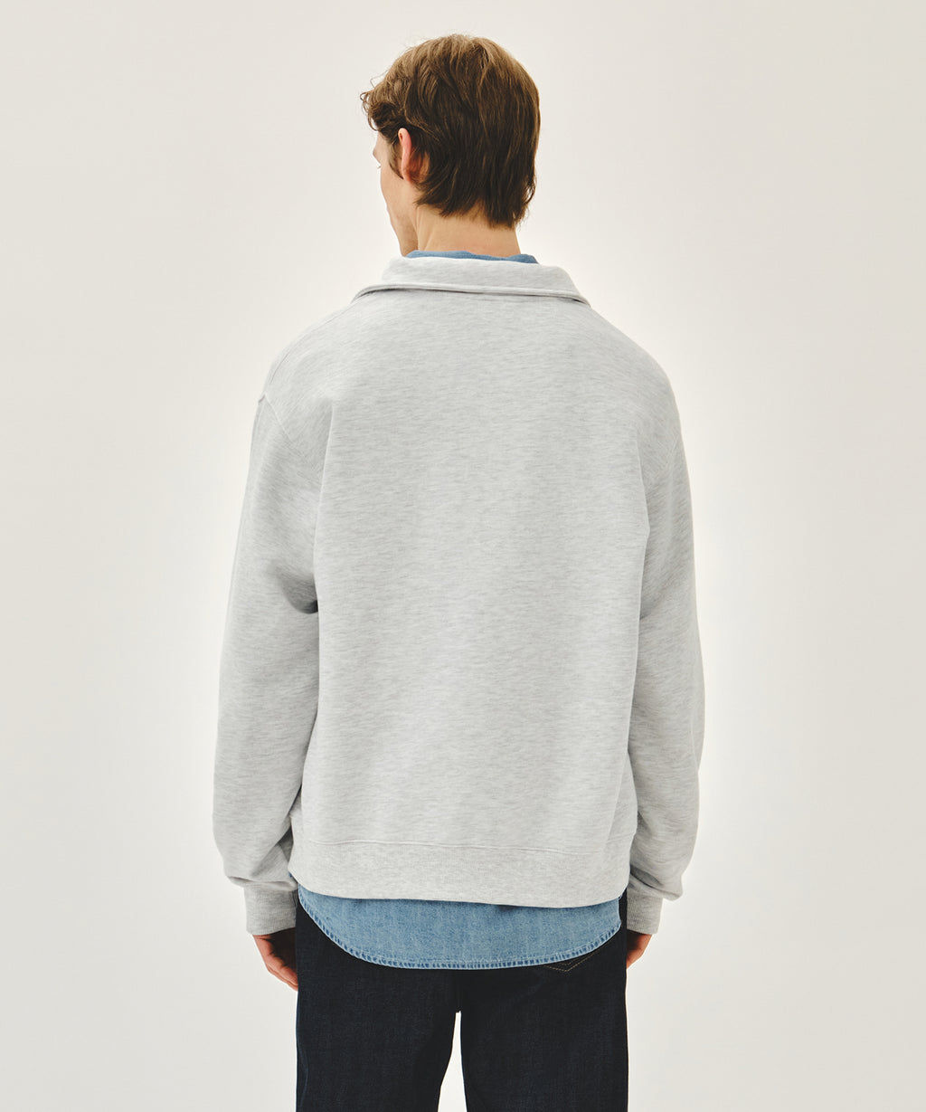 Marithe & Francois Girbaud - Small Classic Logo Half Zipup Sweatshirt (Light Heather Gray) product image 3 | TRAB K-Fashion Australia