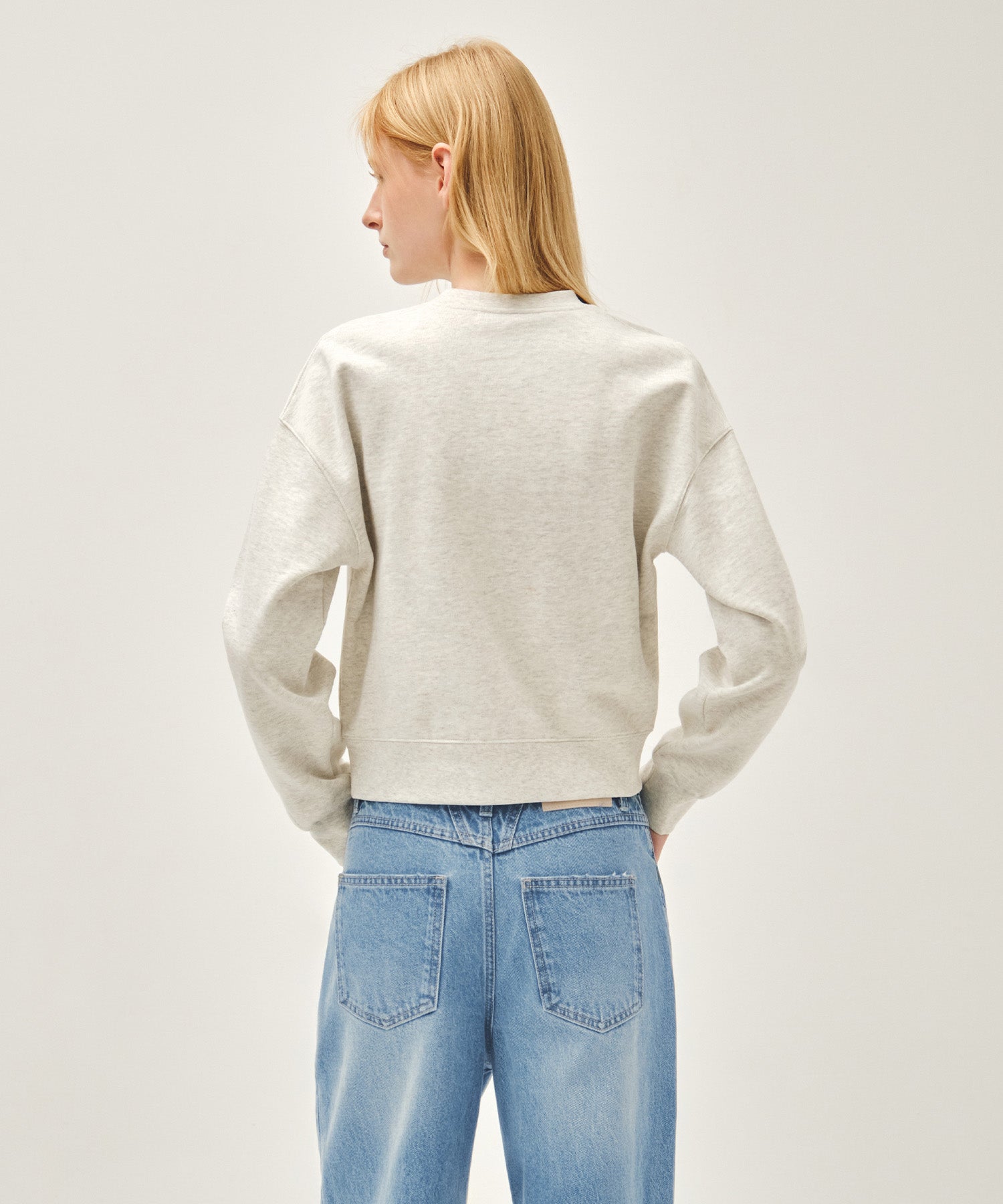 Marithe & Francois Girbaud - Classic Logo Crop Sweatshirt (Oatmeal) product image 3 | TRAB K-Fashion Australia