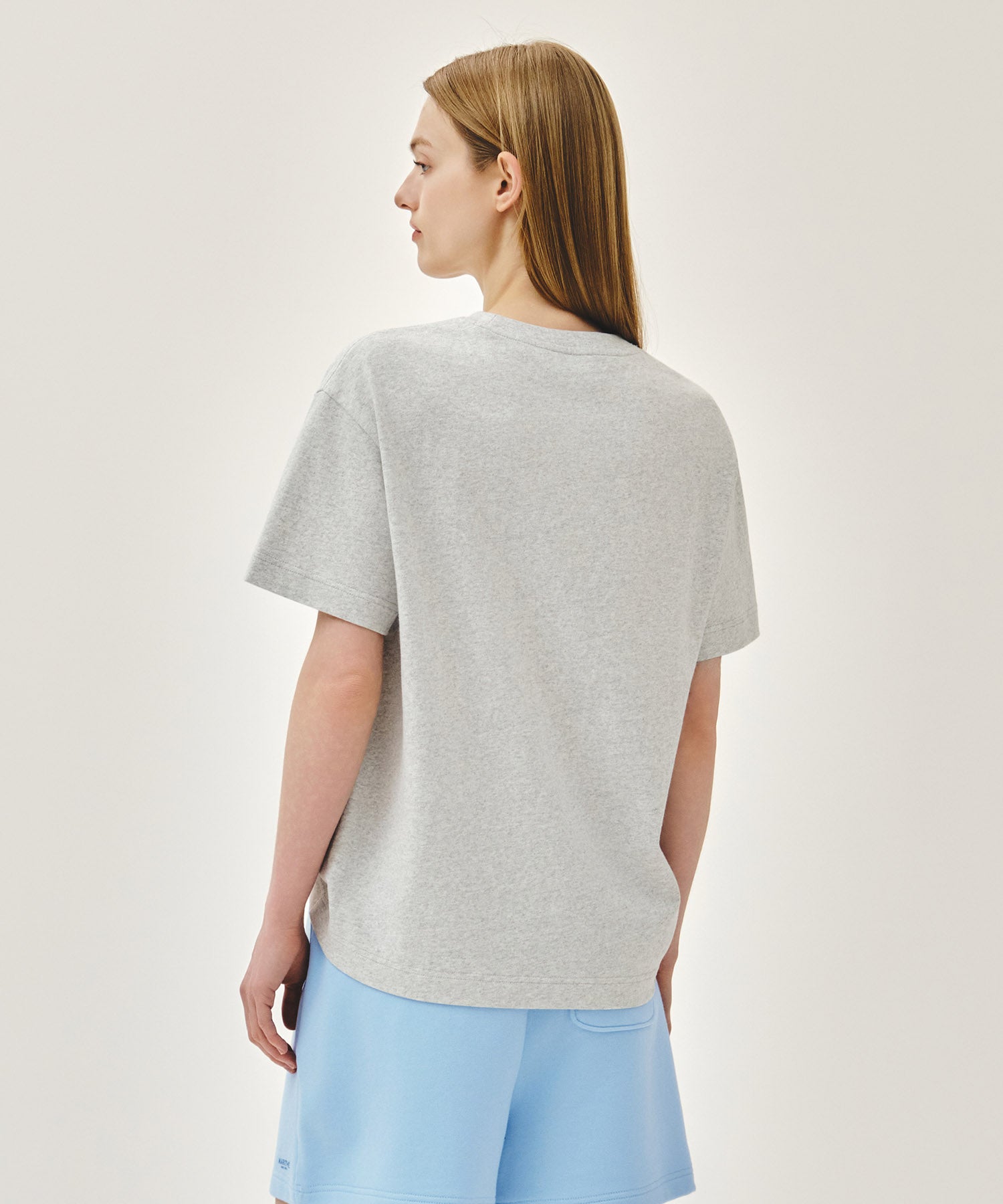 Marithe & Francois Girbaud - Embo Small Regular Logo Tee (Light Heather Gray) product image 3 | TRAB K-Fashion Australia
