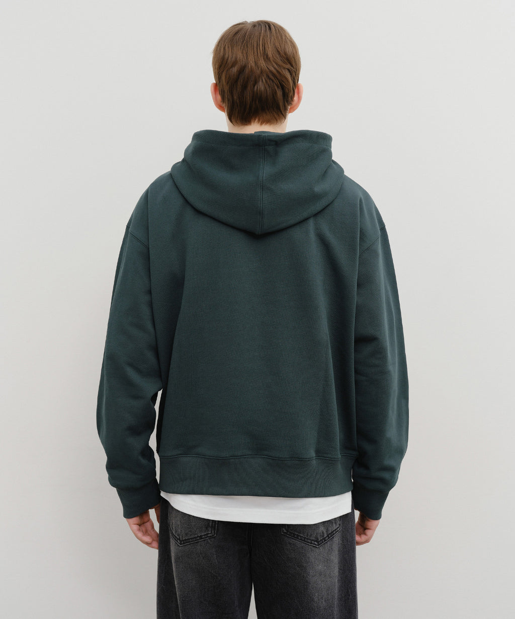 Marithe & Francois Girbaud - Crest Crack Logo Oversized Hoodie (Dark Green) product image 3 | TRAB K-Fashion Australia