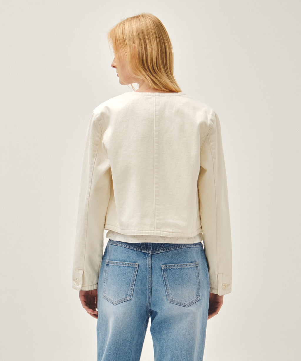 Marithe & Francois Girbaud - Round Neck Denim Jacket (Ecru) product image 6 | TRAB K-Fashion Australia