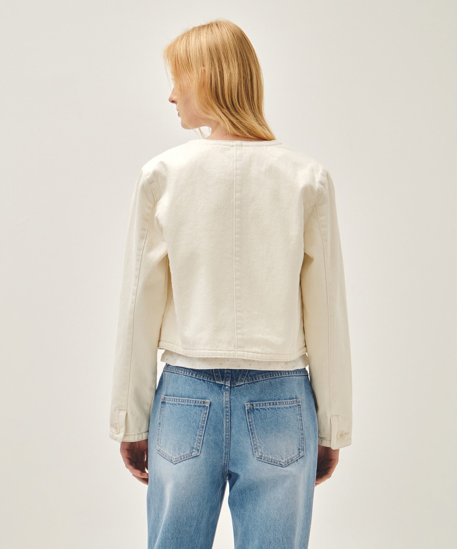 Marithe & Francois Girbaud - Round Neck Denim Jacket (Ecru) product image 6 | TRAB K-Fashion Australia