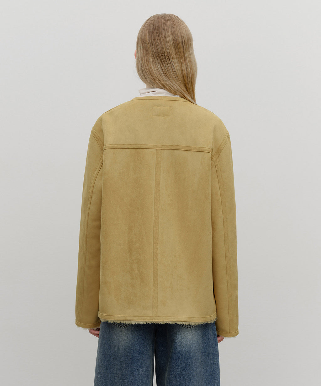 Marithe & Francois Girbaud - Reversible Shearling Jacket (Beige) product image 6 | TRAB K-Fashion Australia