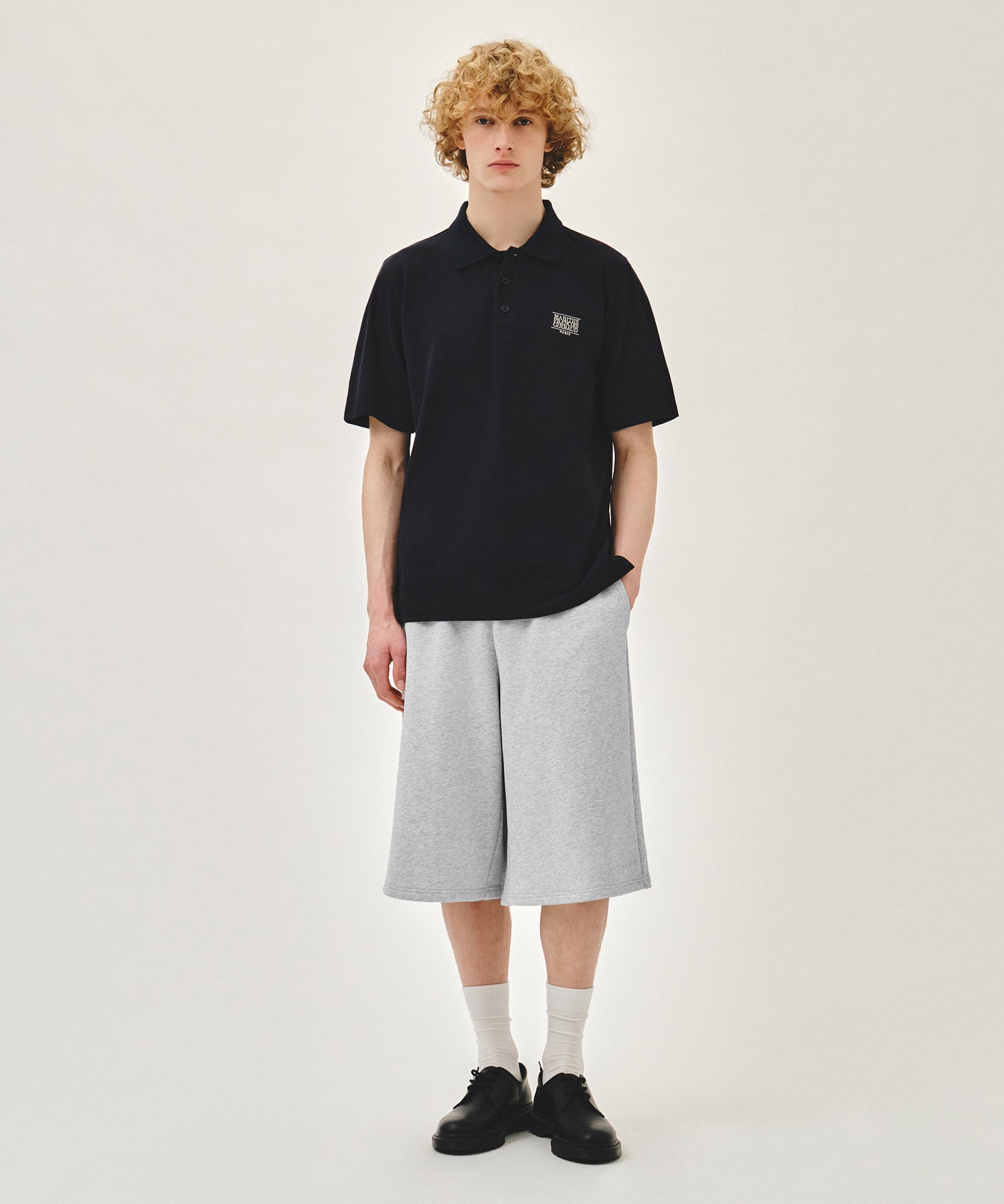 Marithe & Francois Girbaud - Embo Logo Bermuda Sweat Shorts (Light Heather Gray) product image 3 | TRAB K-Fashion Australia