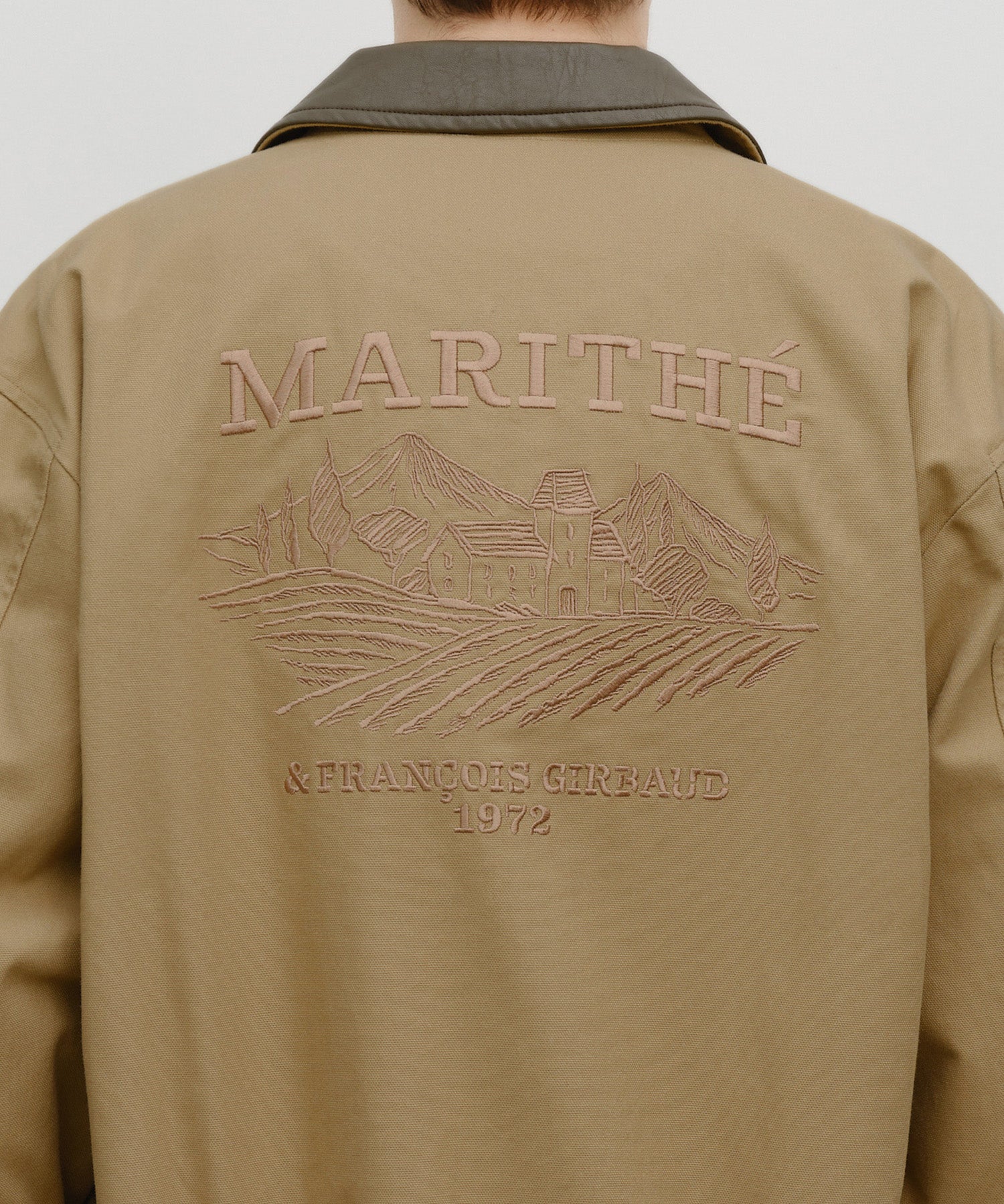 Marithe & Francois Girbaud - Graphic Embroidery Cotton Bomber Jacket (Beige) product image 3 | TRAB K-Fashion Australia