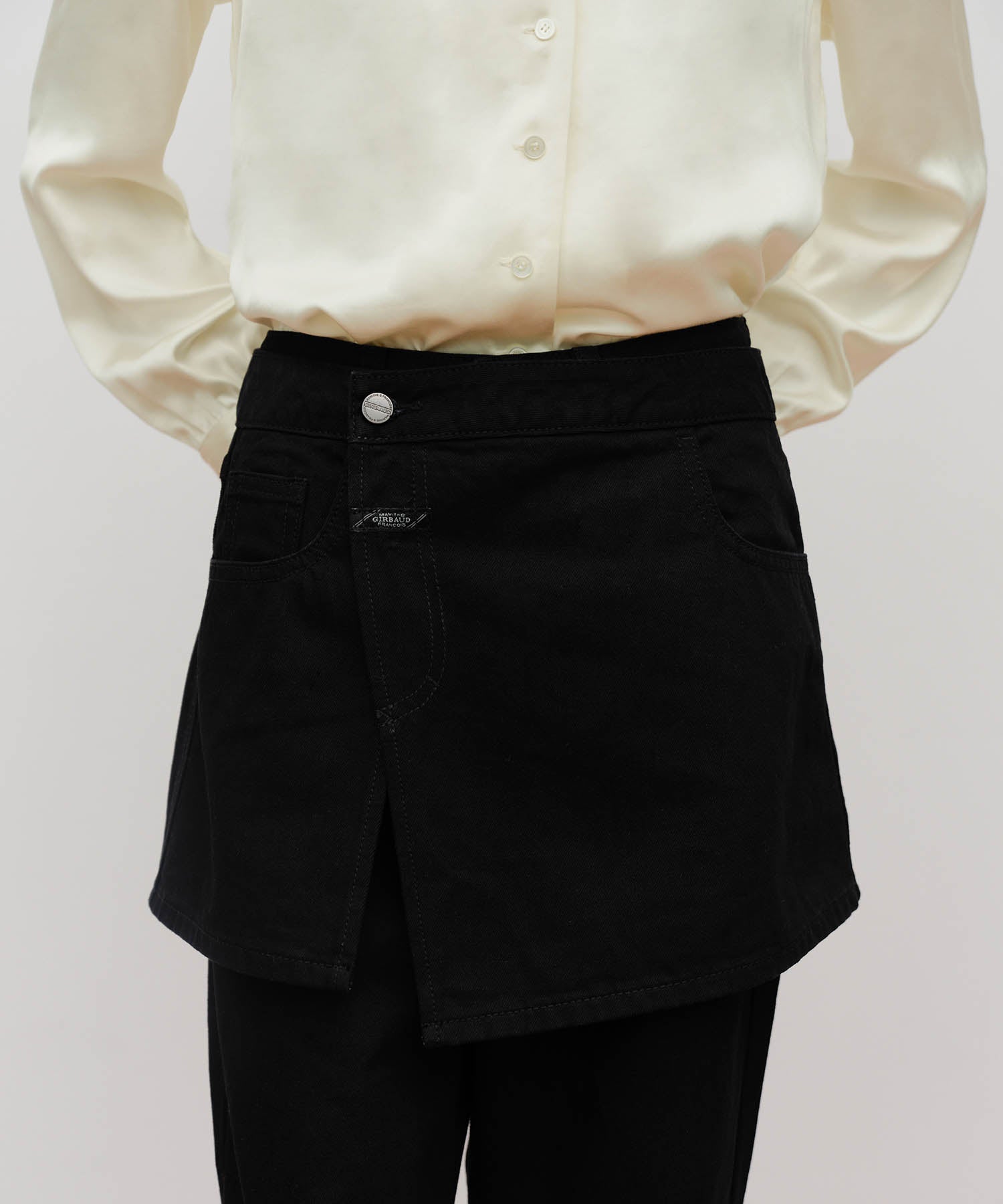 Marithe & Francois Girbaud - Skirt Layered Denim Pants (Black) product image 3 | TRAB K-Fashion Australia