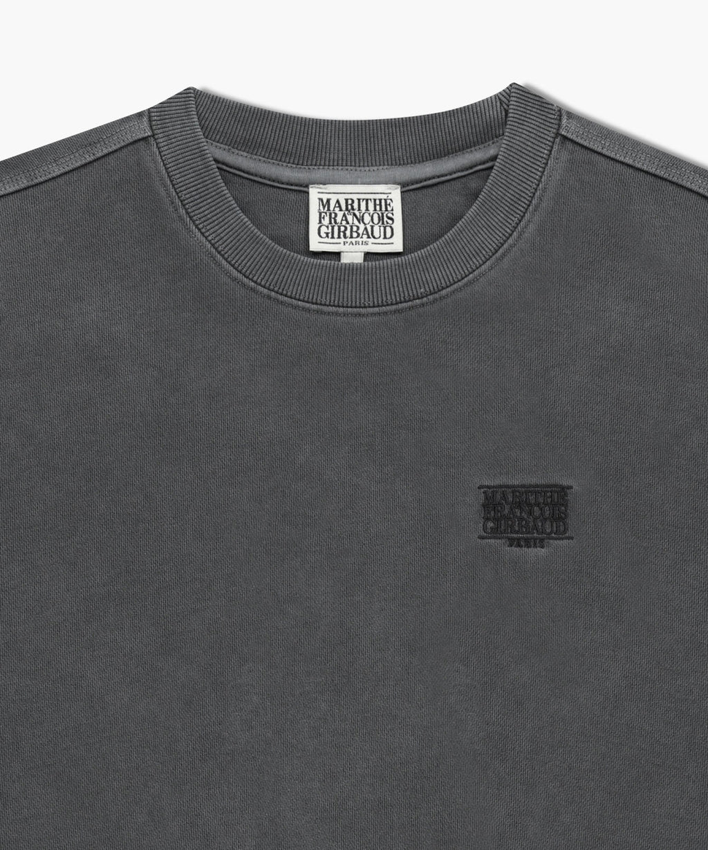 Marithe & Francois Girbaud - Classic Logo Garment Dyed Crop Sweatshirt (Charcoal) product image 3 | TRAB K-Fashion Australia