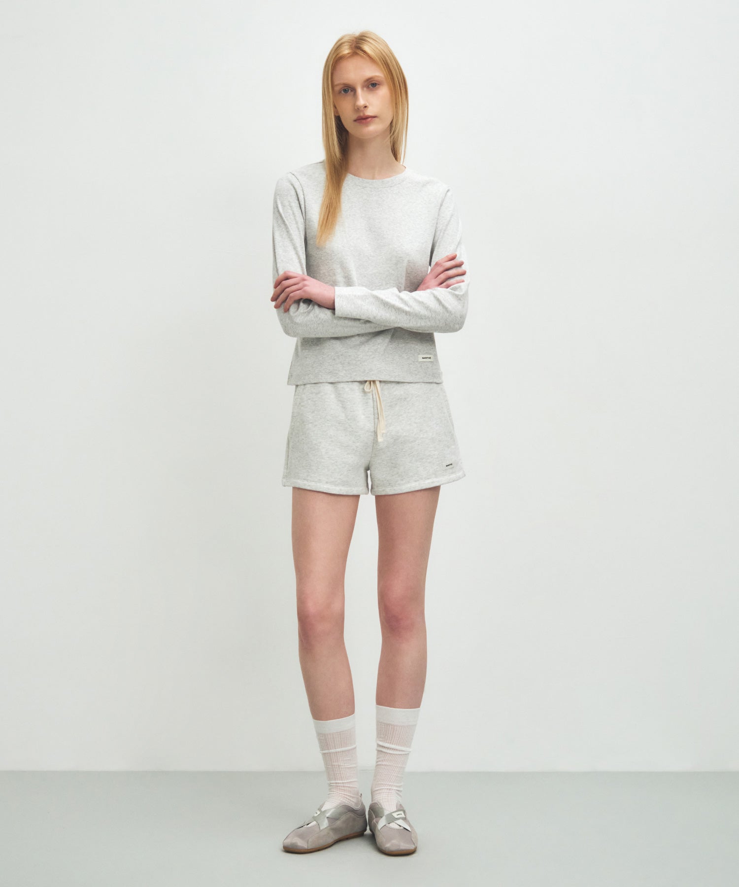 Marithe & Francois Girbaud - Basic Sweat Shorts (Light Heather Gray) product image 3 | TRAB K-Fashion Australia