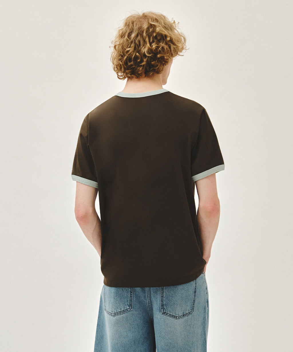 Marithe & Francois Girbaud - Aerocool Crack Classic Logo Ringer Tee (Brown) product image 3 | TRAB K-Fashion Australia