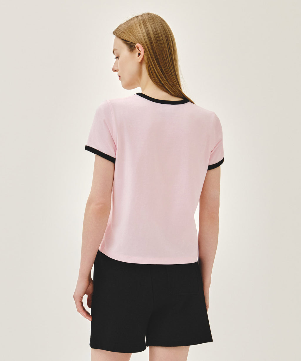 Marithe & Francois Girbaud - Classic Logo Ringer Tee (Light Pink) product image 3 | TRAB K-Fashion Australia