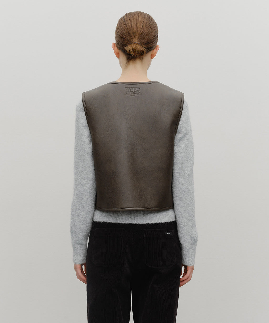 Marithe & Francois Girbaud - Faux Leather Mustang Crop Vest (Brown) product image 3 | TRAB K-Fashion Australia