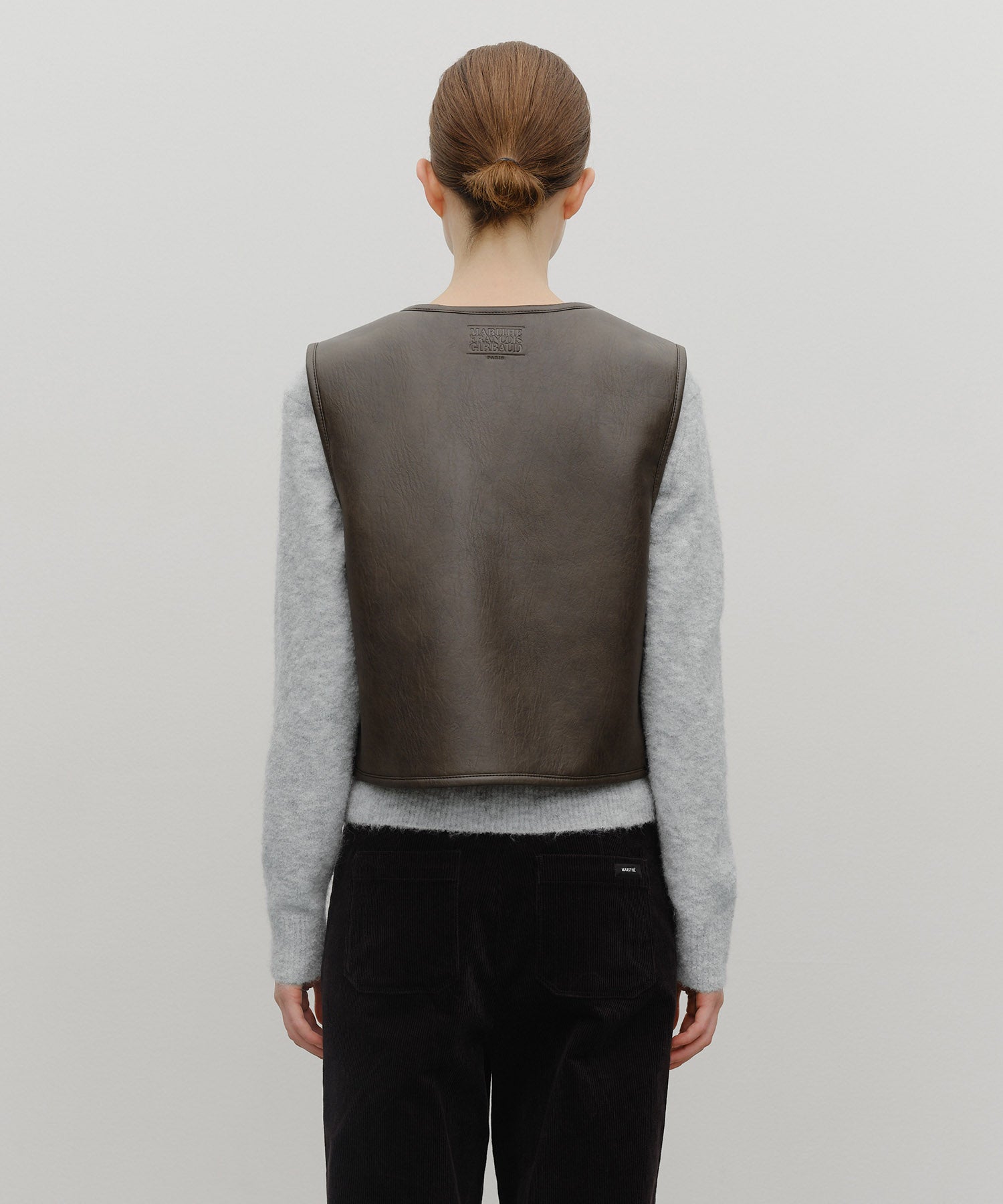 Marithe & Francois Girbaud - Faux Leather Mustang Crop Vest (Brown) product image 3 | TRAB K-Fashion Australia