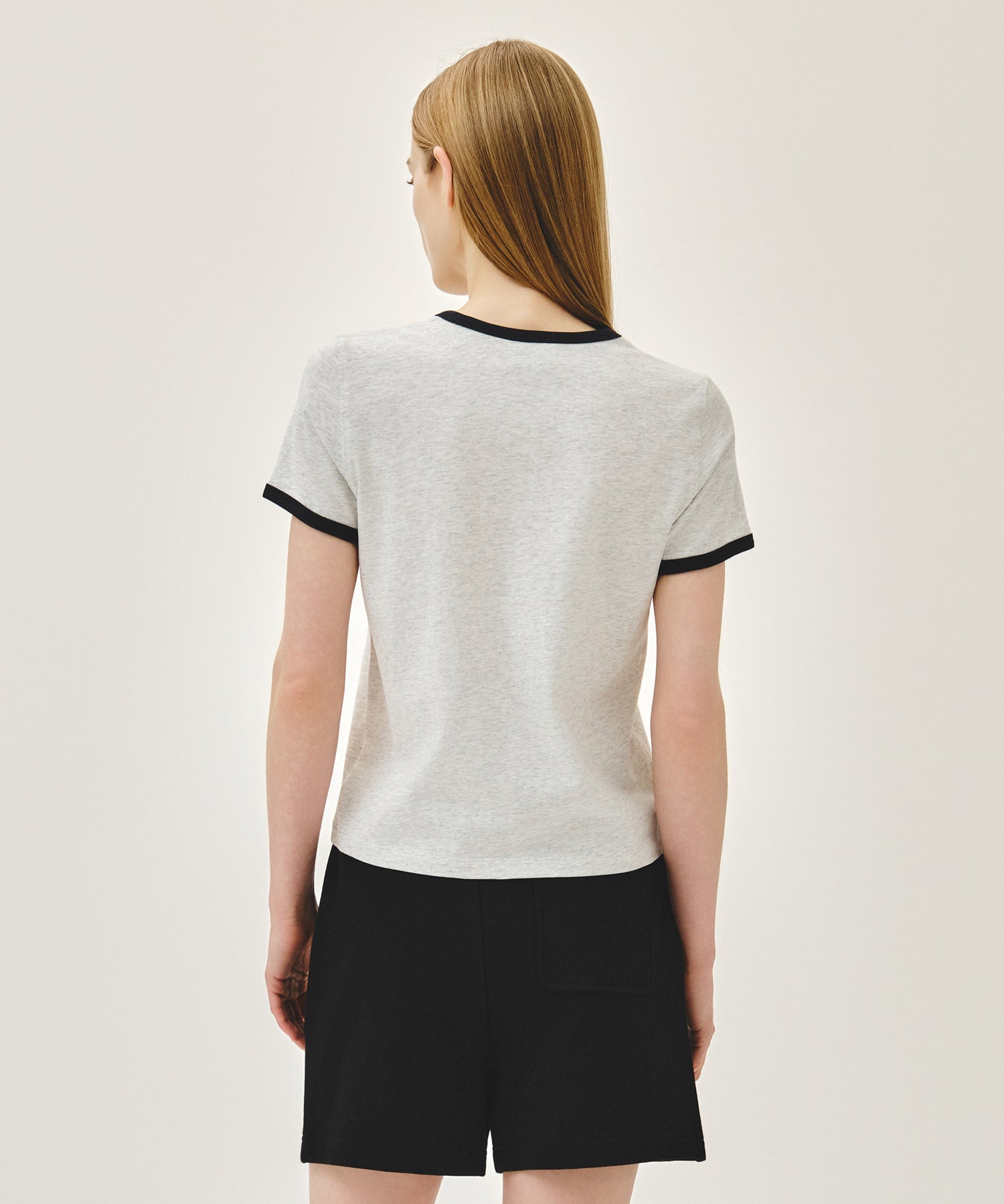 Marithe & Francois Girbaud - Classic Logo Ringer Tee (Light Heather Gray) product image 3 | TRAB K-Fashion Australia