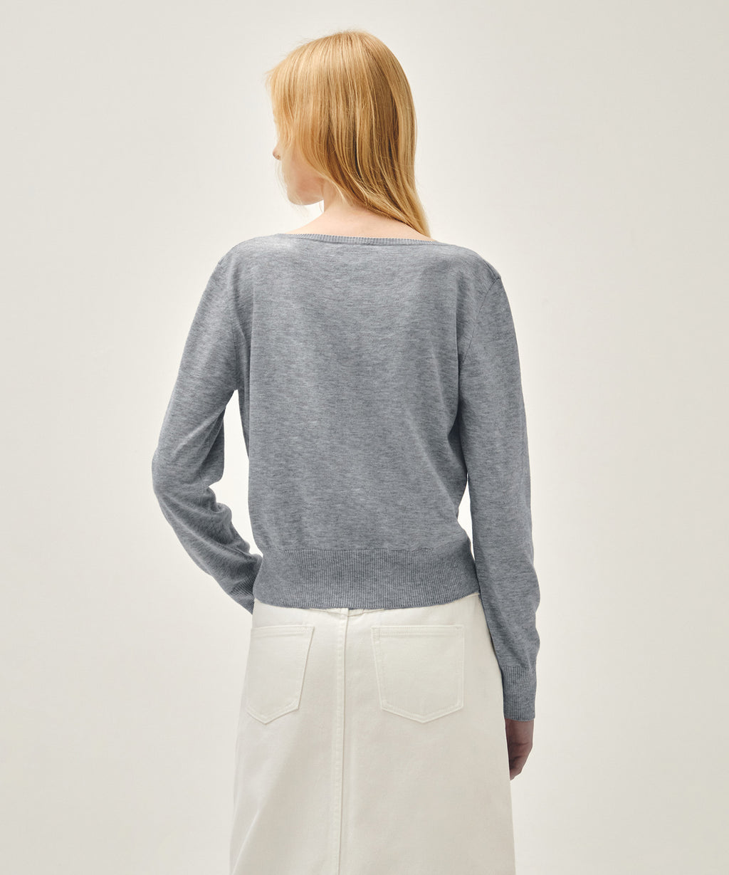 Marithe & Francois Girbaud - Boat Neck Knit Pullover (Melange Gray) product image 3 | TRAB K-Fashion Australia