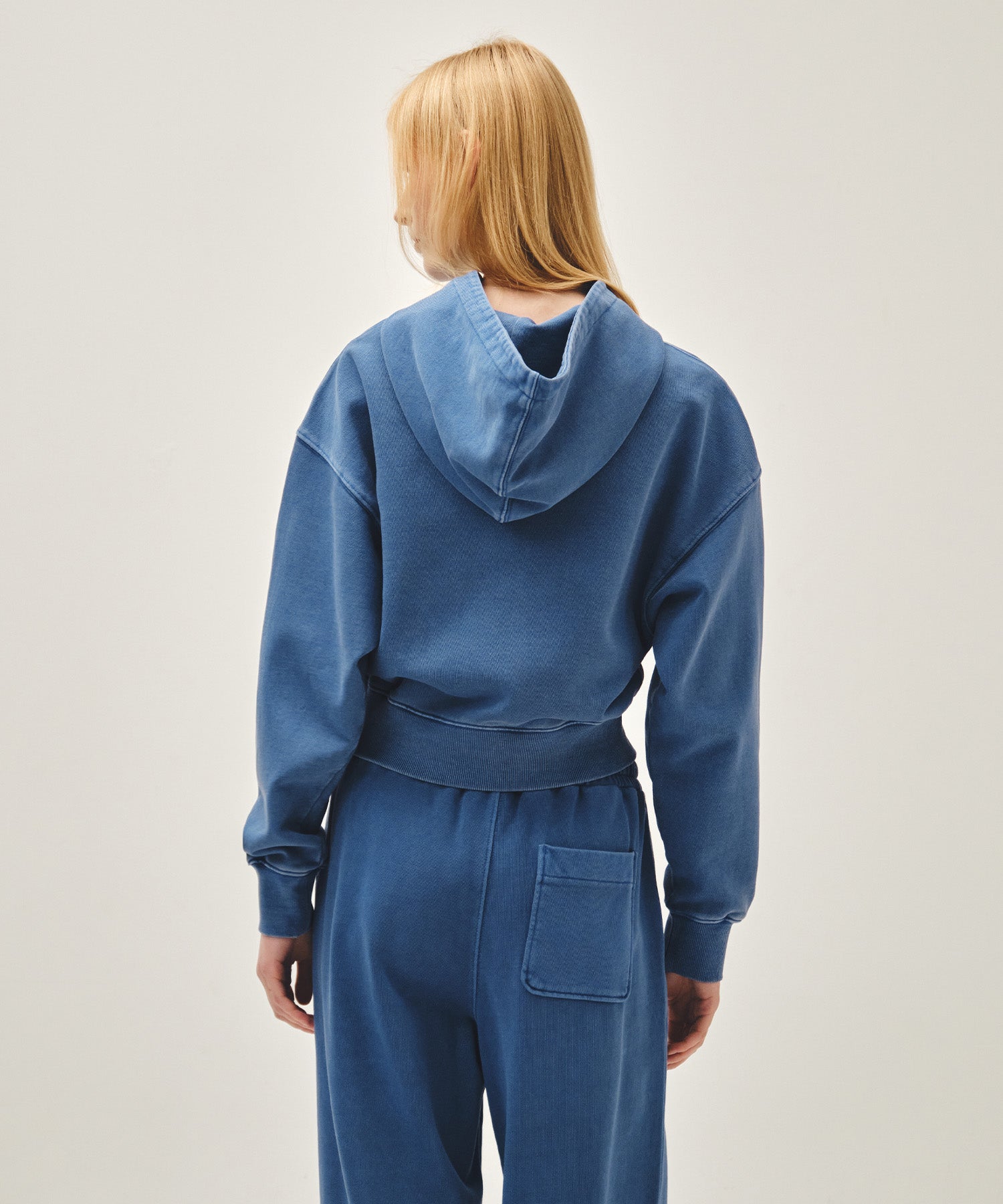 Marithe & Francois Girbaud - Shadow Classic Logo Dyeing Crop Hoodie (Blue) product image 3 | TRAB K-Fashion Australia