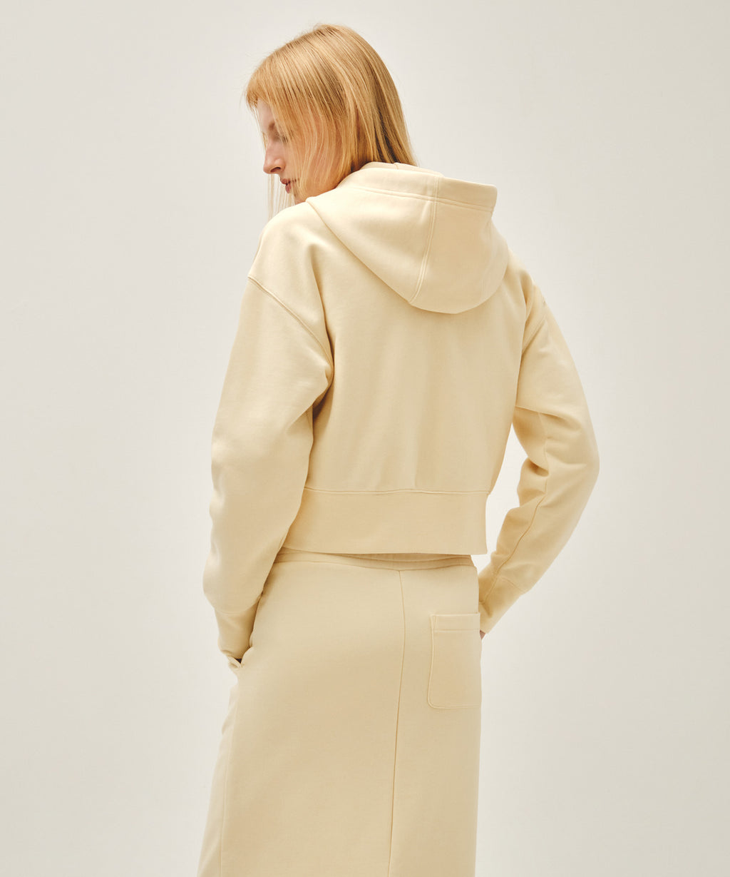 Marithe & Francois Girbaud - Classic Logo Crop Hoodie Zipup (Butter) product image 3 | TRAB K-Fashion Australia