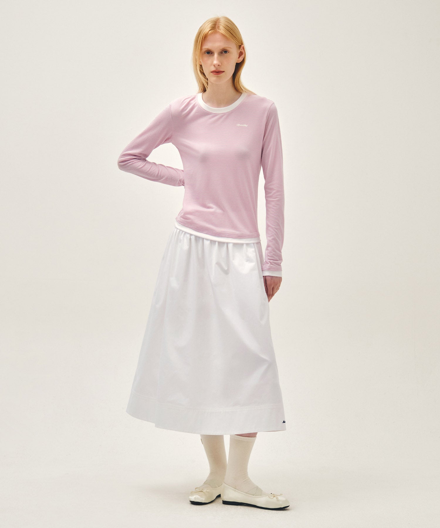 Marithe & Francois Girbaud - Cotton Waist Wrinkle Skirt (White) product image 3 | TRAB K-Fashion Australia