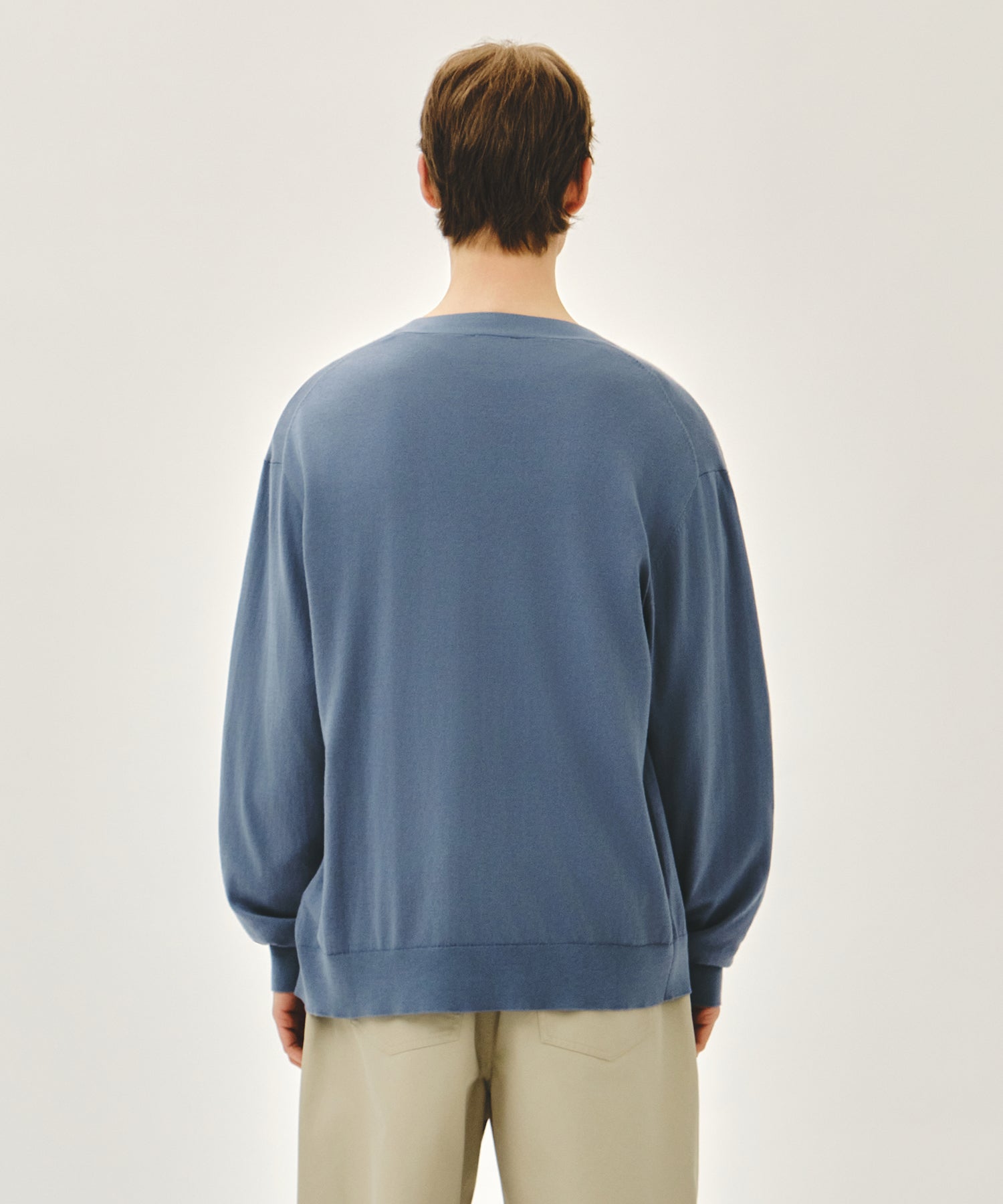 Marithe & Francois Girbaud - Small Classic Logo V-neck Knit Cardigan (Vintage Blue) product image 3 | TRAB K-Fashion Australia