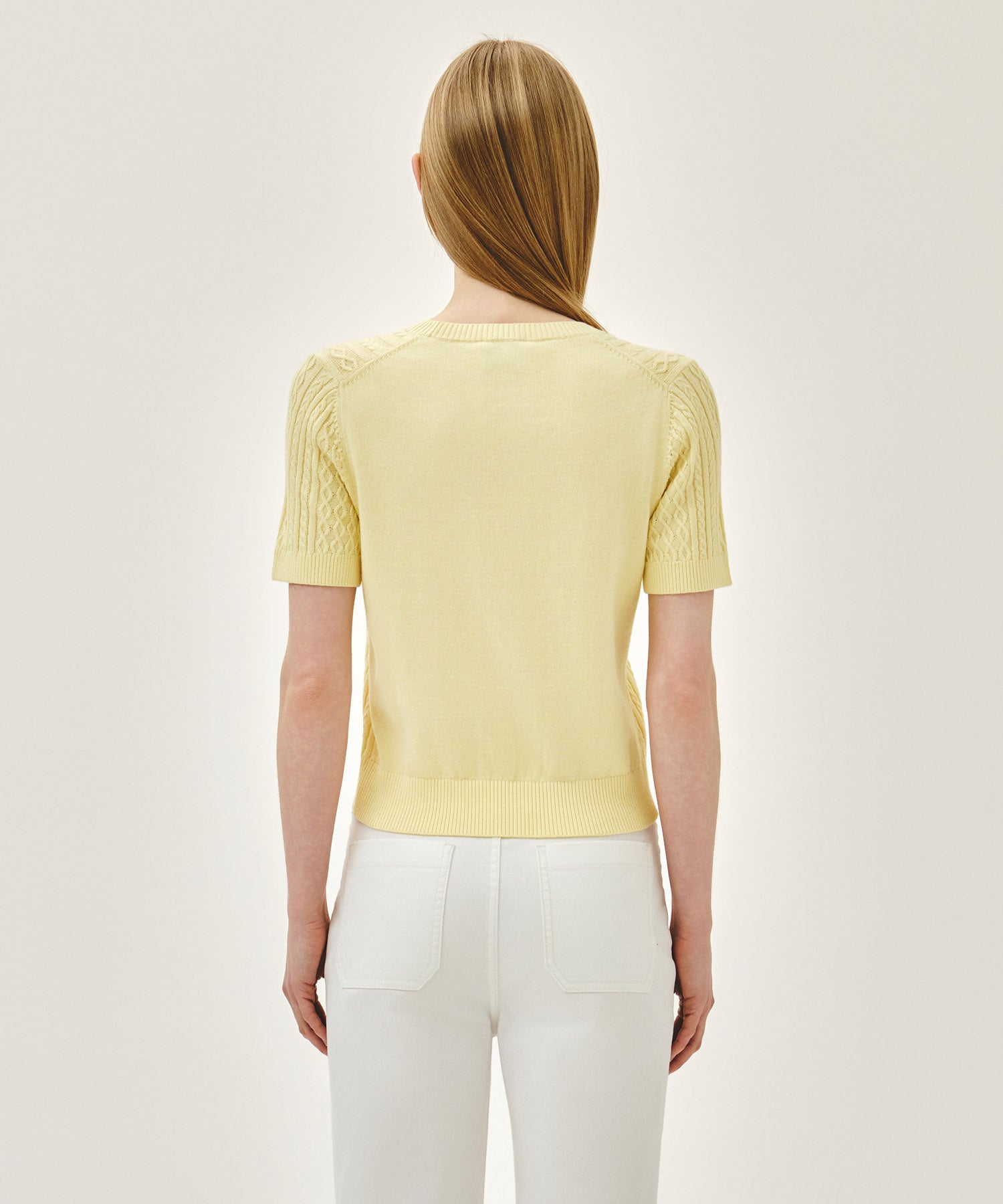 Marithe & Francois Girbaud - Cable Half Knit Pullover (Light Yellow) product image 3 | TRAB K-Fashion Australia