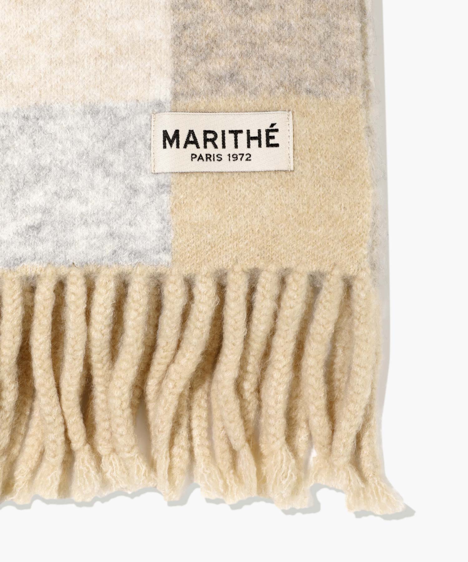 Marithe & Francois Girbaud - Fuzzy Check Knit Muffler (Light Beige) product image 3 | TRAB K-Fashion Australia